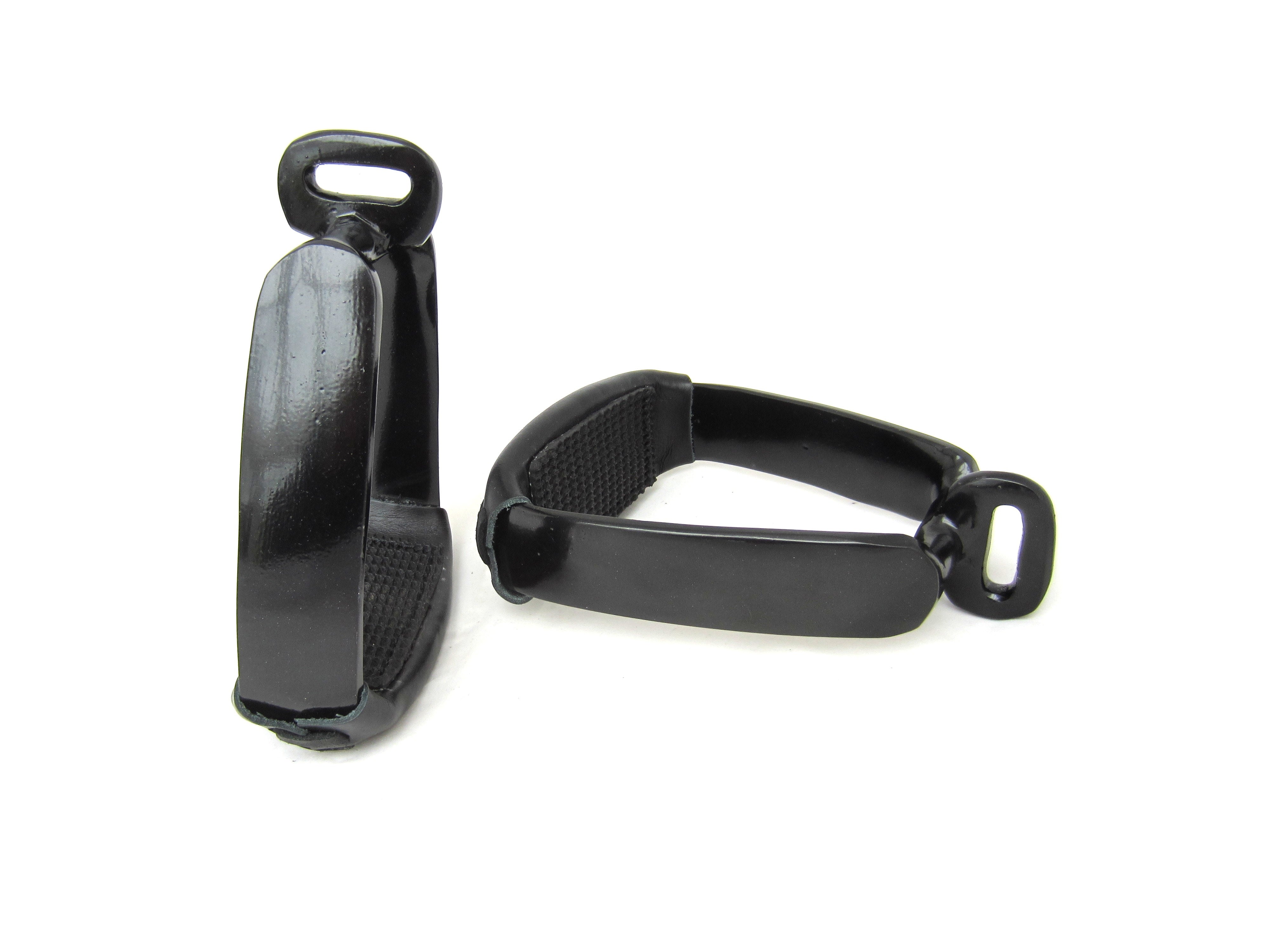 B-stock aluminum stirrups in brown and black - rotated 90°