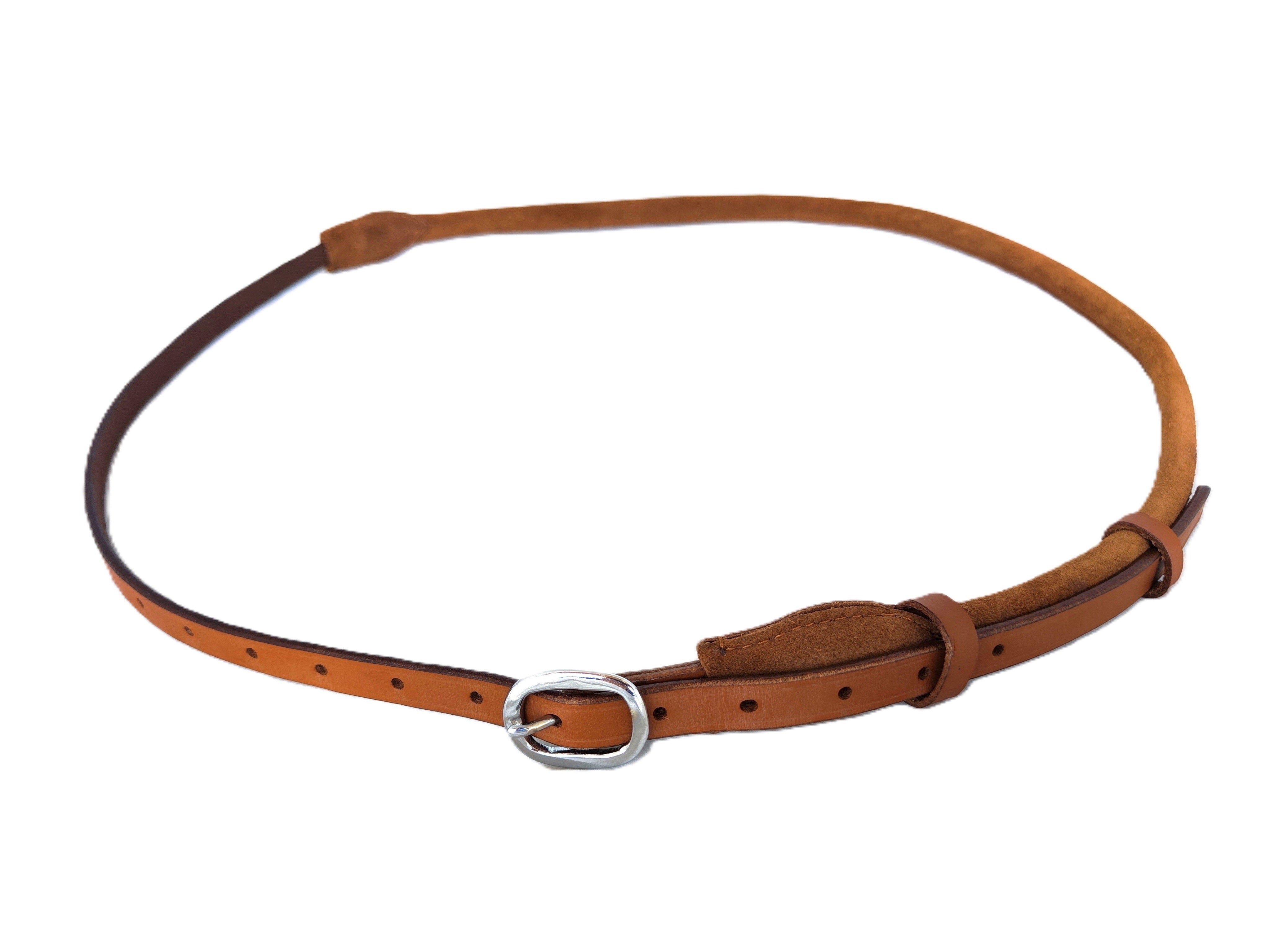 Leather neck ring neck strap "Round" adjustable for horses