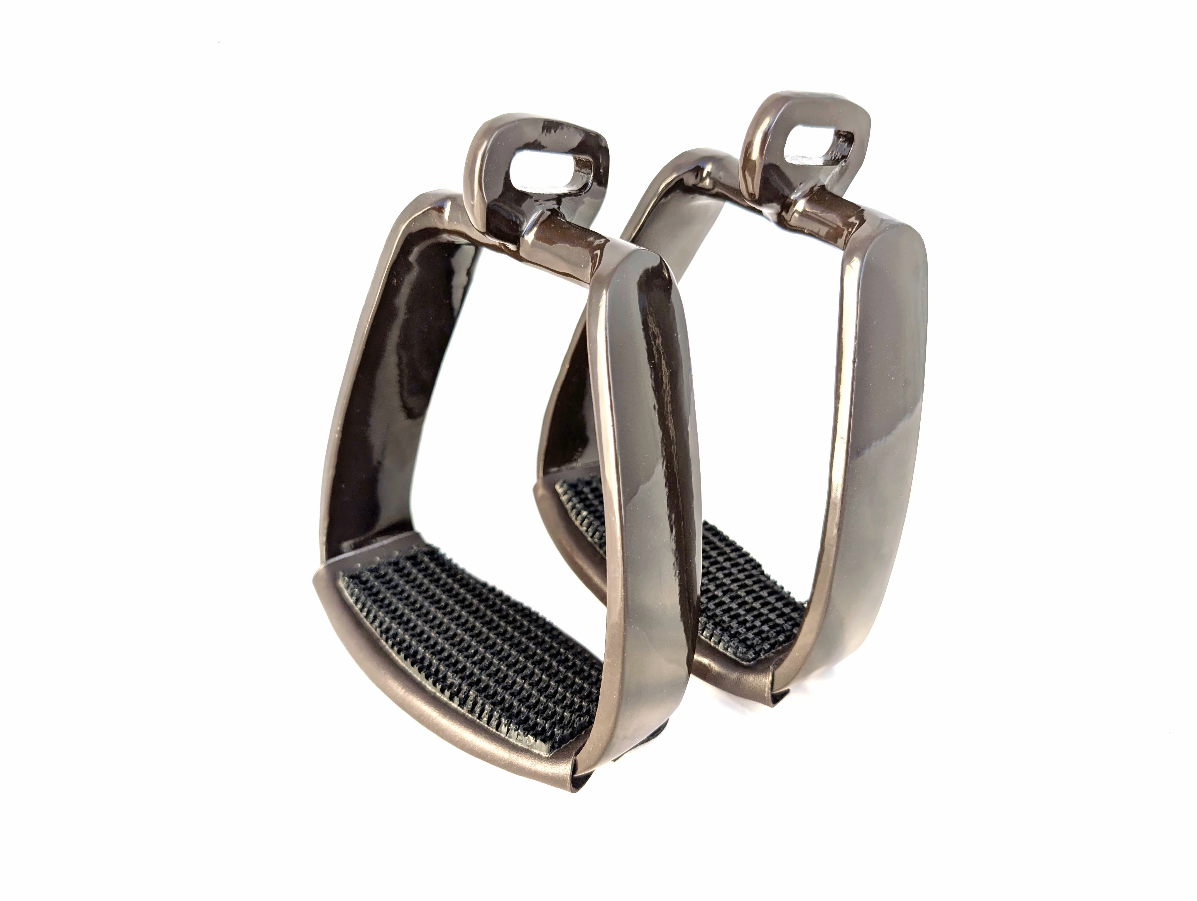 Aluminum stirrups in brown and black - rotated 90°