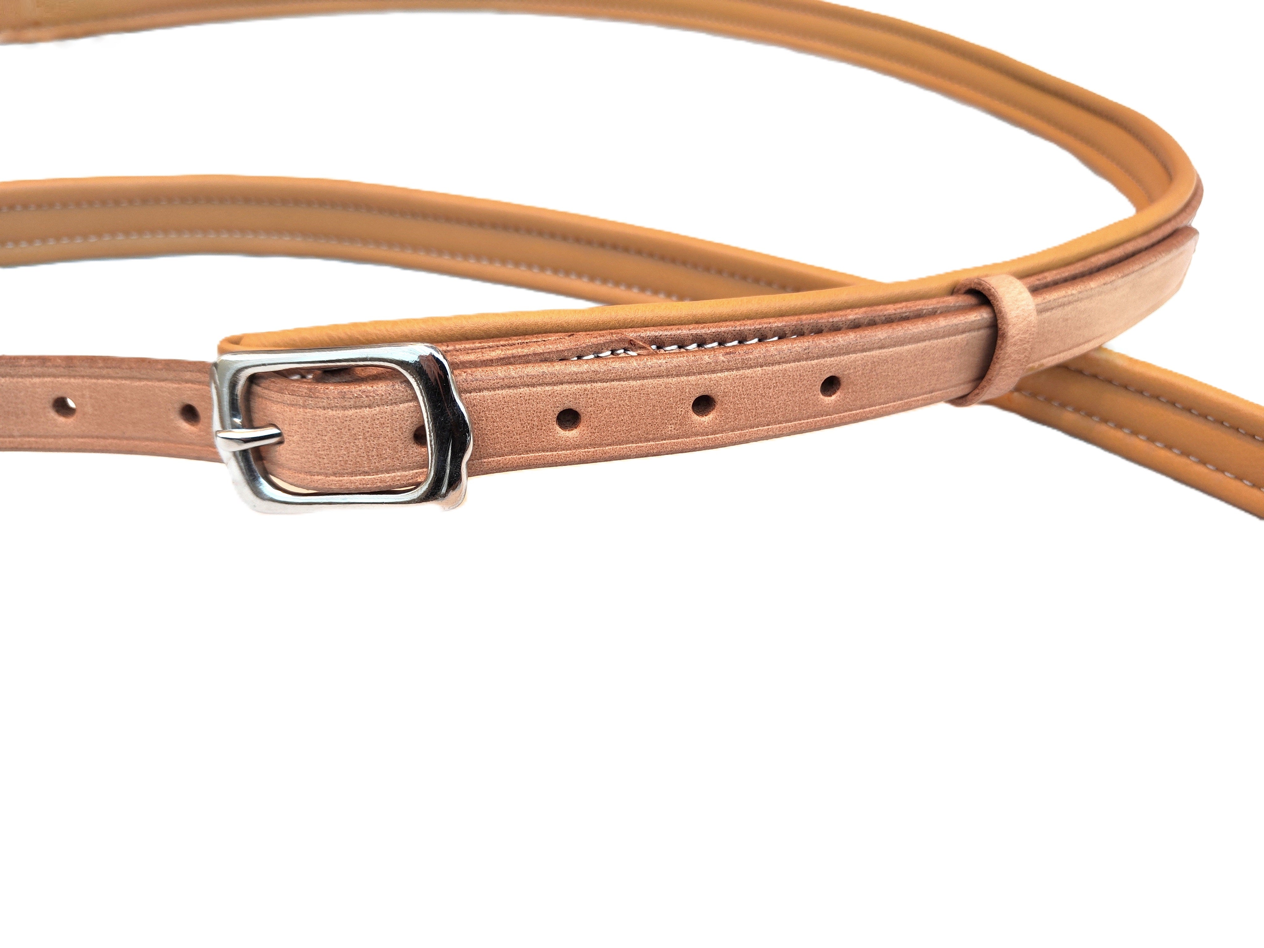 Leather neck ring neck strap "Flat" for horses, adjustable padded