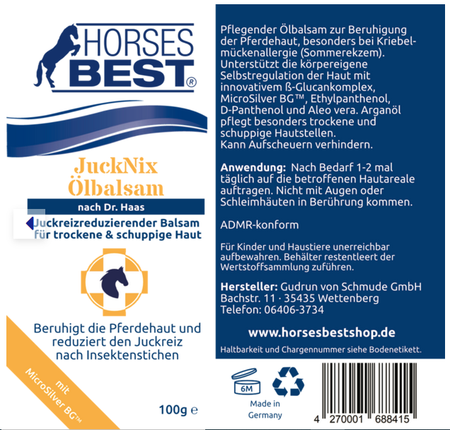 HORSESBEST® JuckNix Gel, juckreizreduzierend für Pferde 100 g