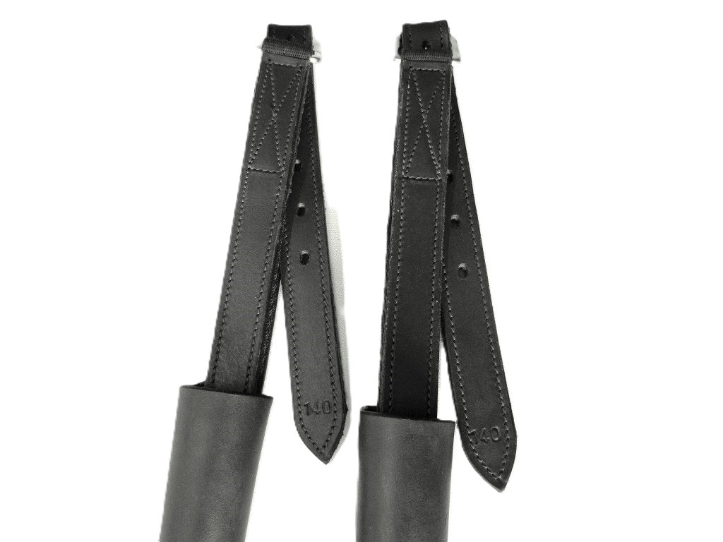 Pair of English stirrup leathers with 2.5 cm width - color - black / dark brown