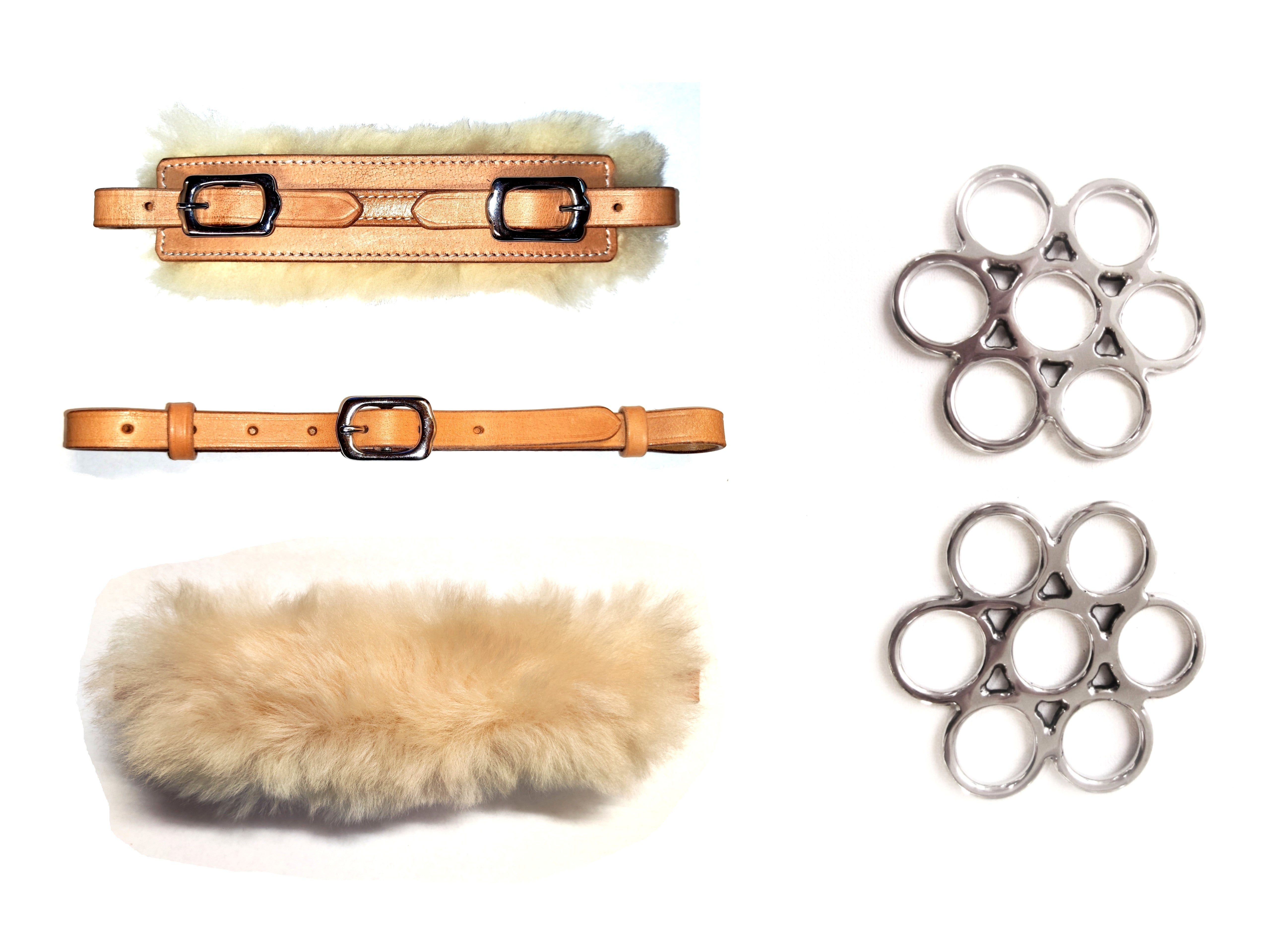 Bitless Bridle Set Flower Silver - Real Sheepskin