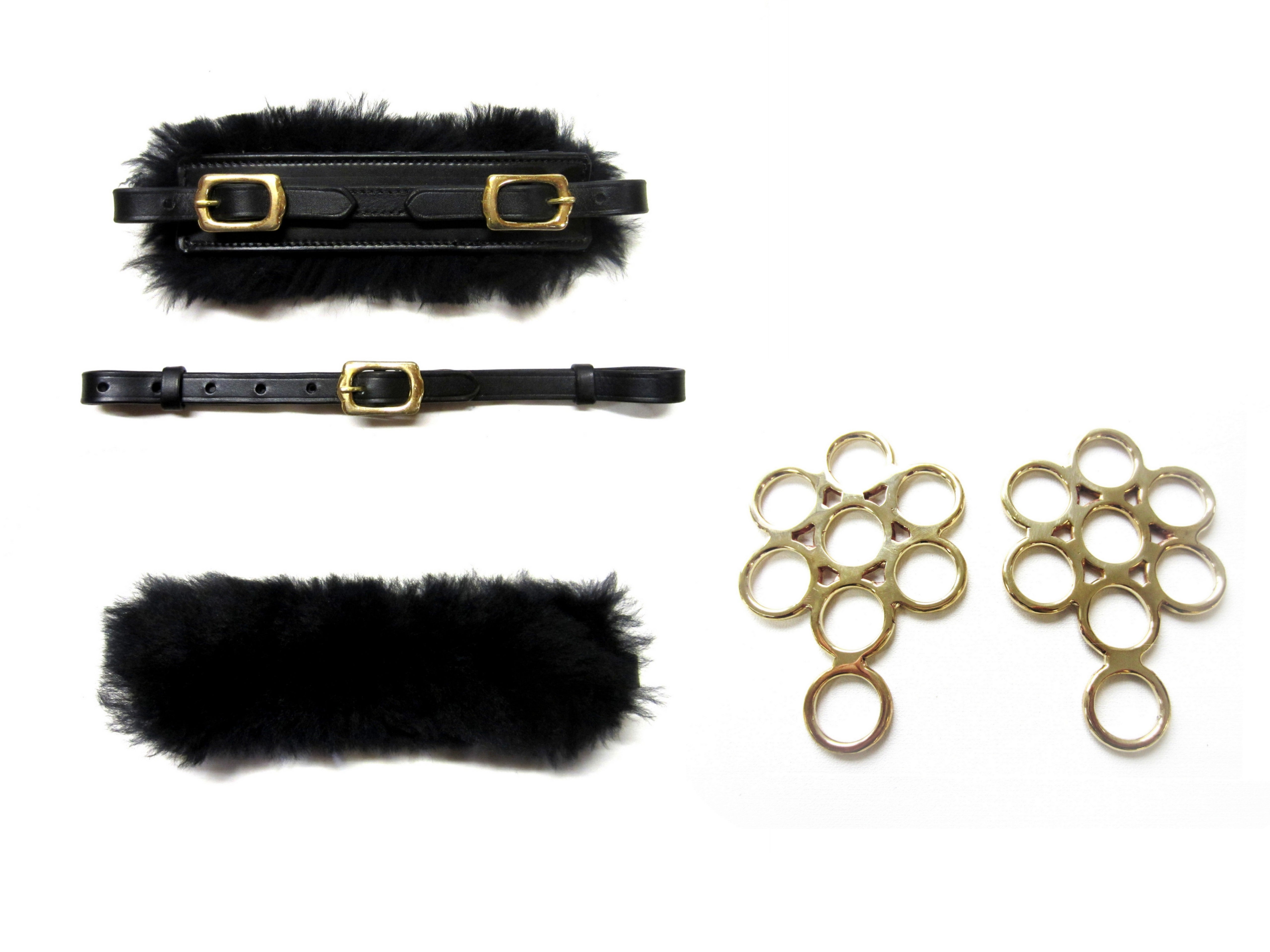 Bride sans mors Hackamore Flower Gold - Peau de mouton véritable