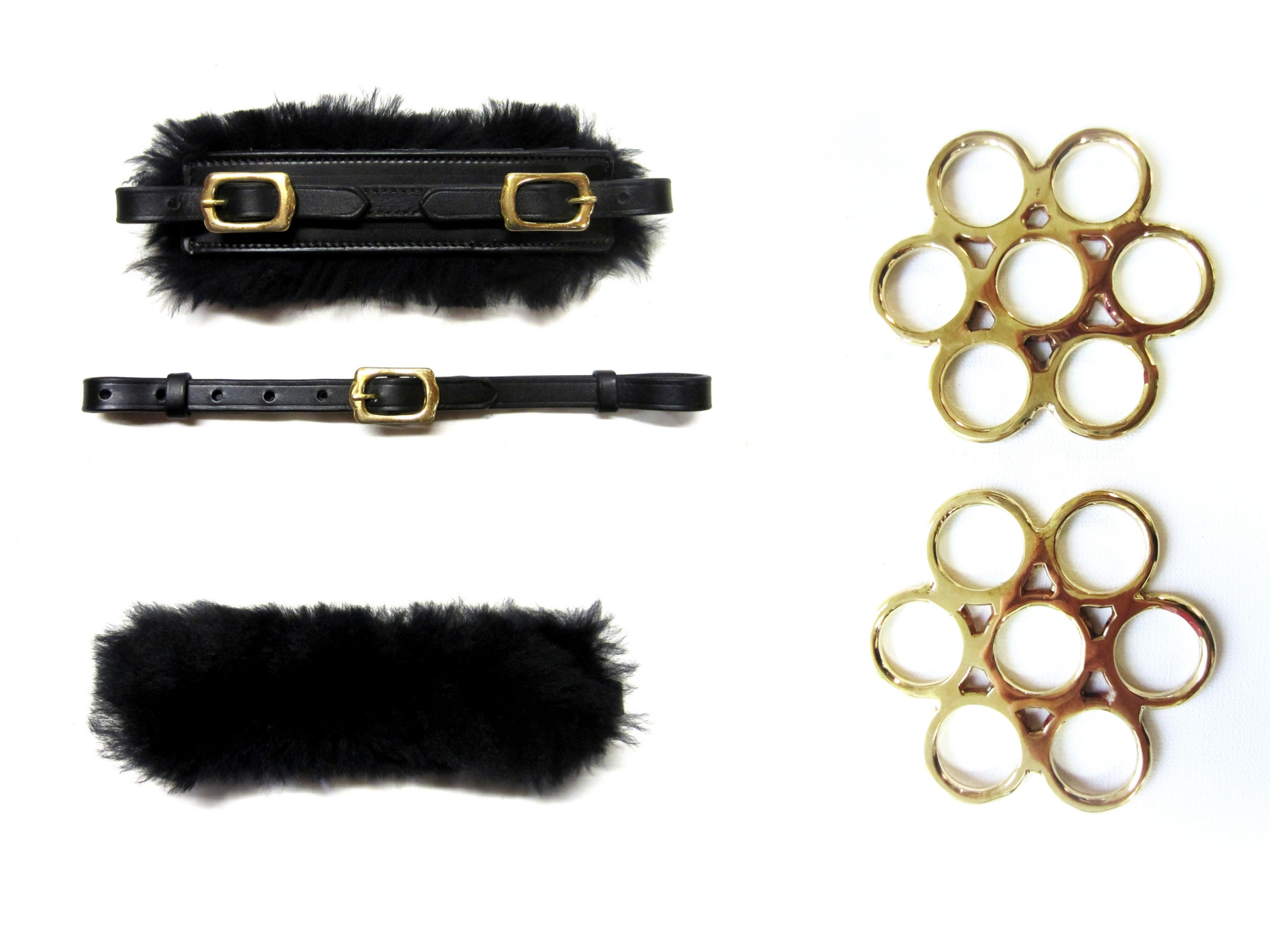 Set Bride sans Mors Fleur Laiton - Or - Peau de Mouton Véritable