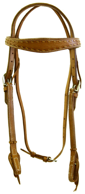 Bride bandeau, bridon western "Plain Buckstitch" avec rênes