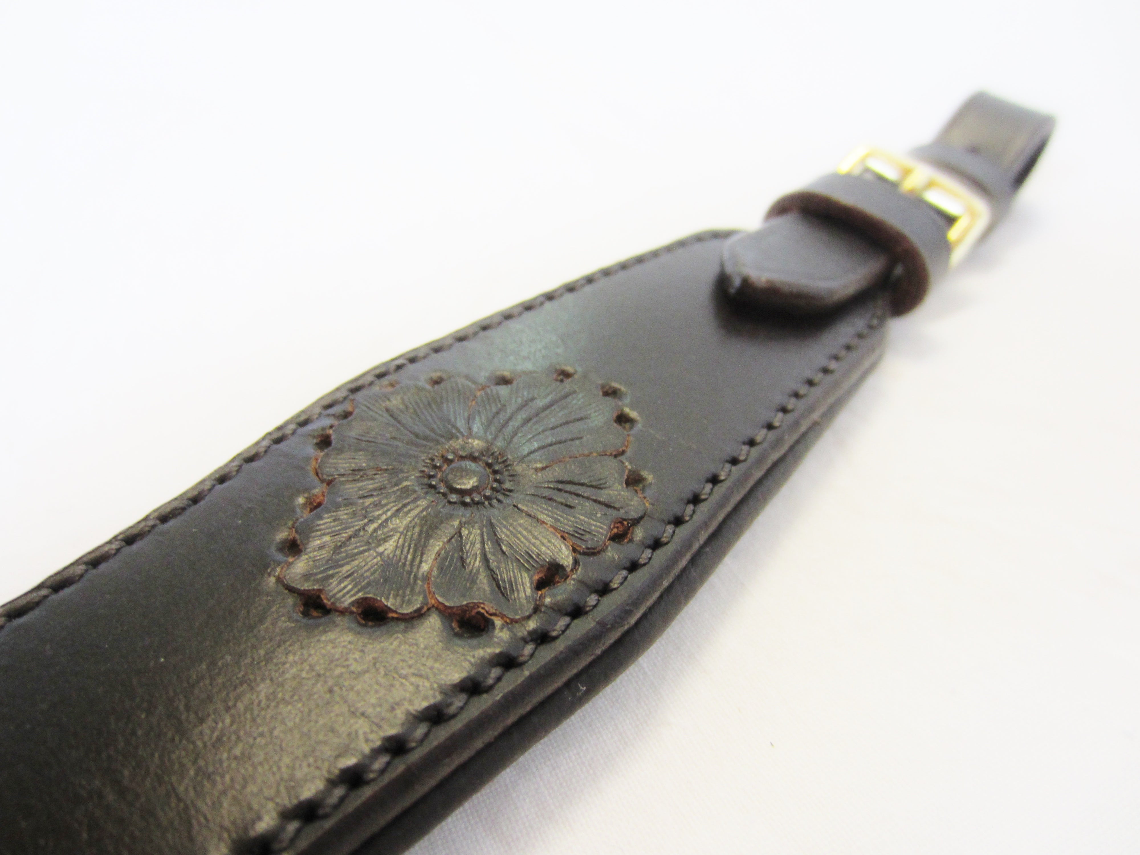 "Gold Edition" soft leather padded "Flower" noseband - decorated