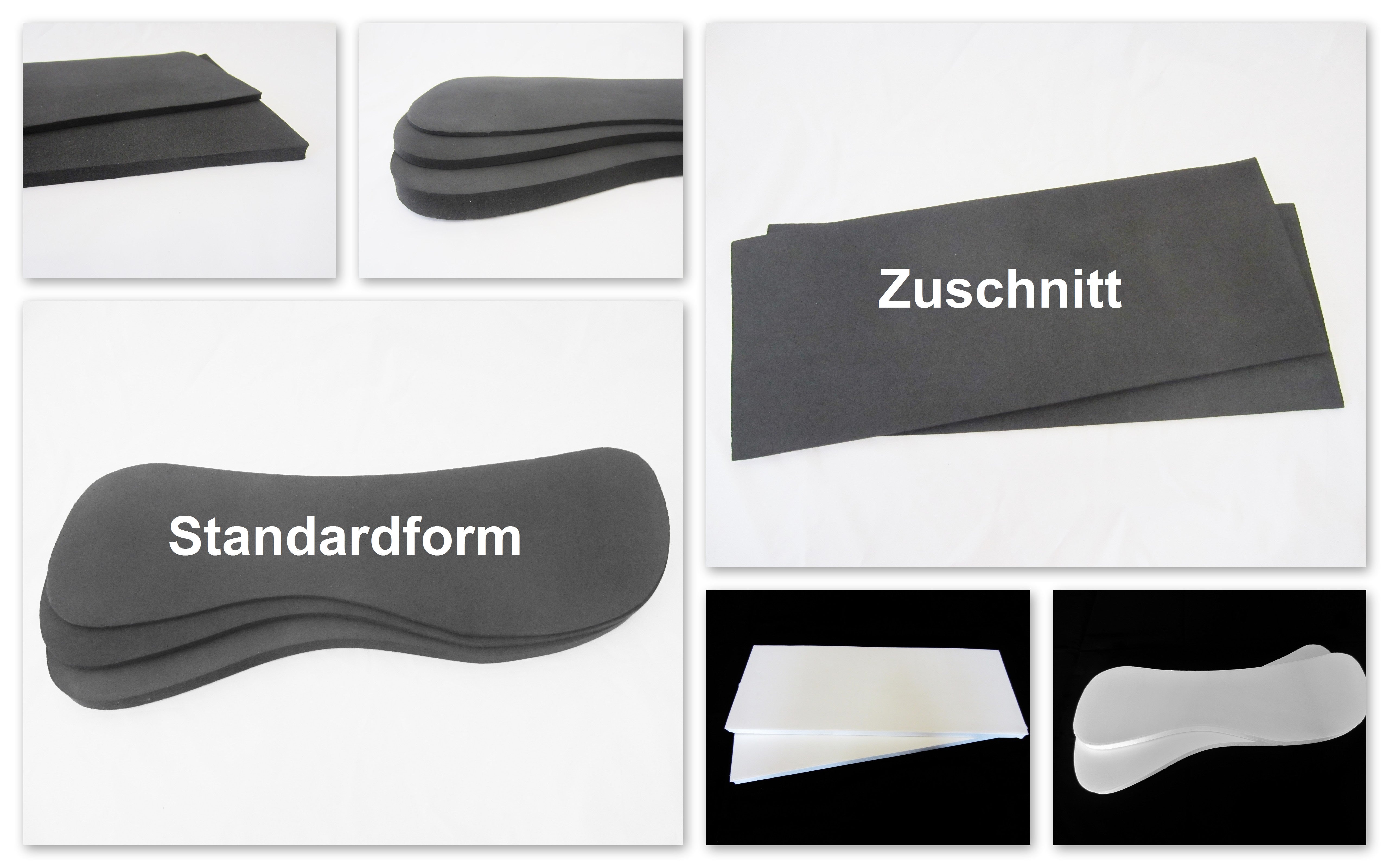 1 Paar Einlagen oder Zuschnitte für Sattelunterlagen oder Pads, verschiedene Formen und Materialien