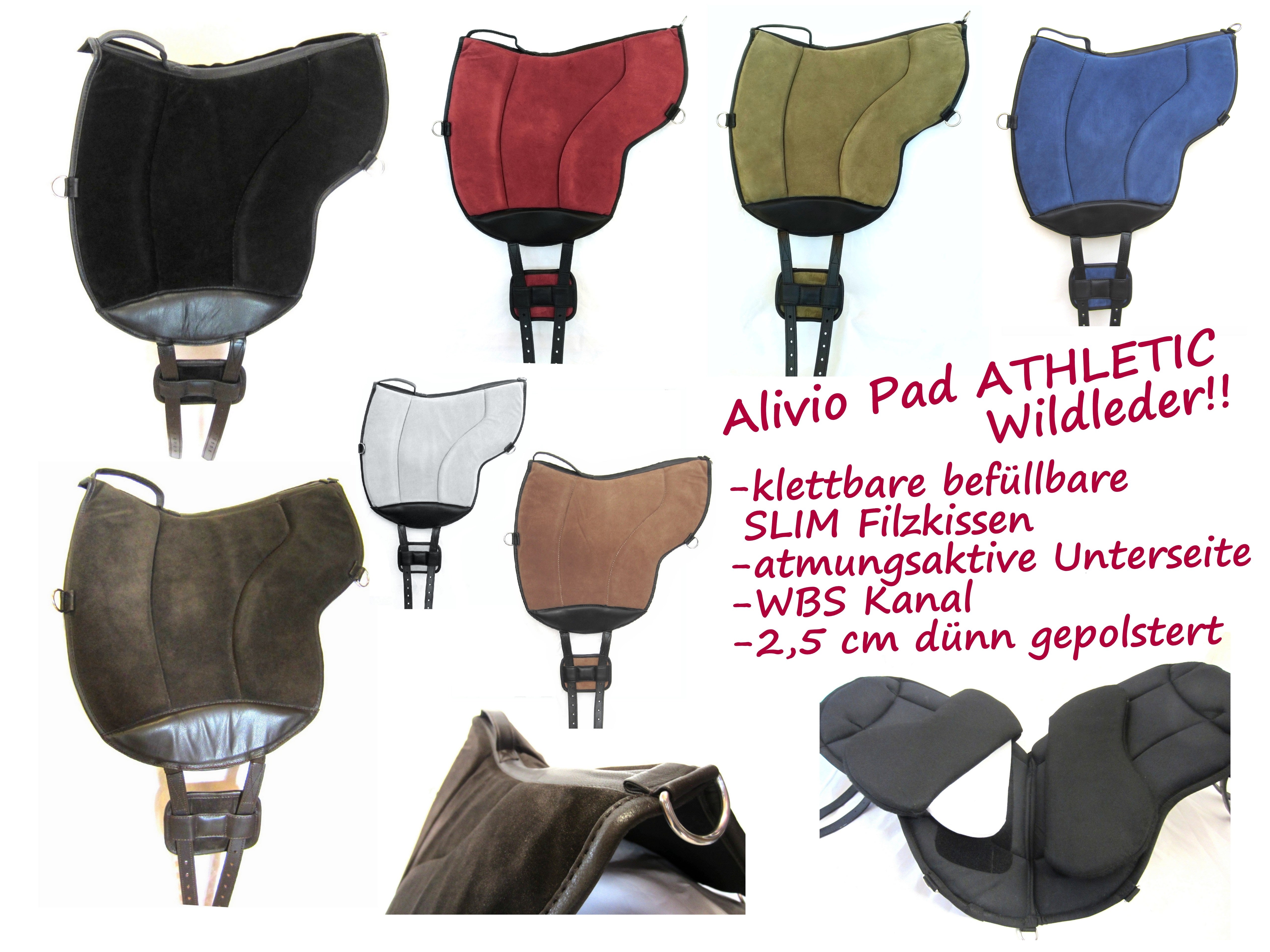 "ALIVIO ATHLETIC" WILDLEDER  Reitpad WBS Kanal & Kammeraufbau, SLIM Filzkissen - klettbar-