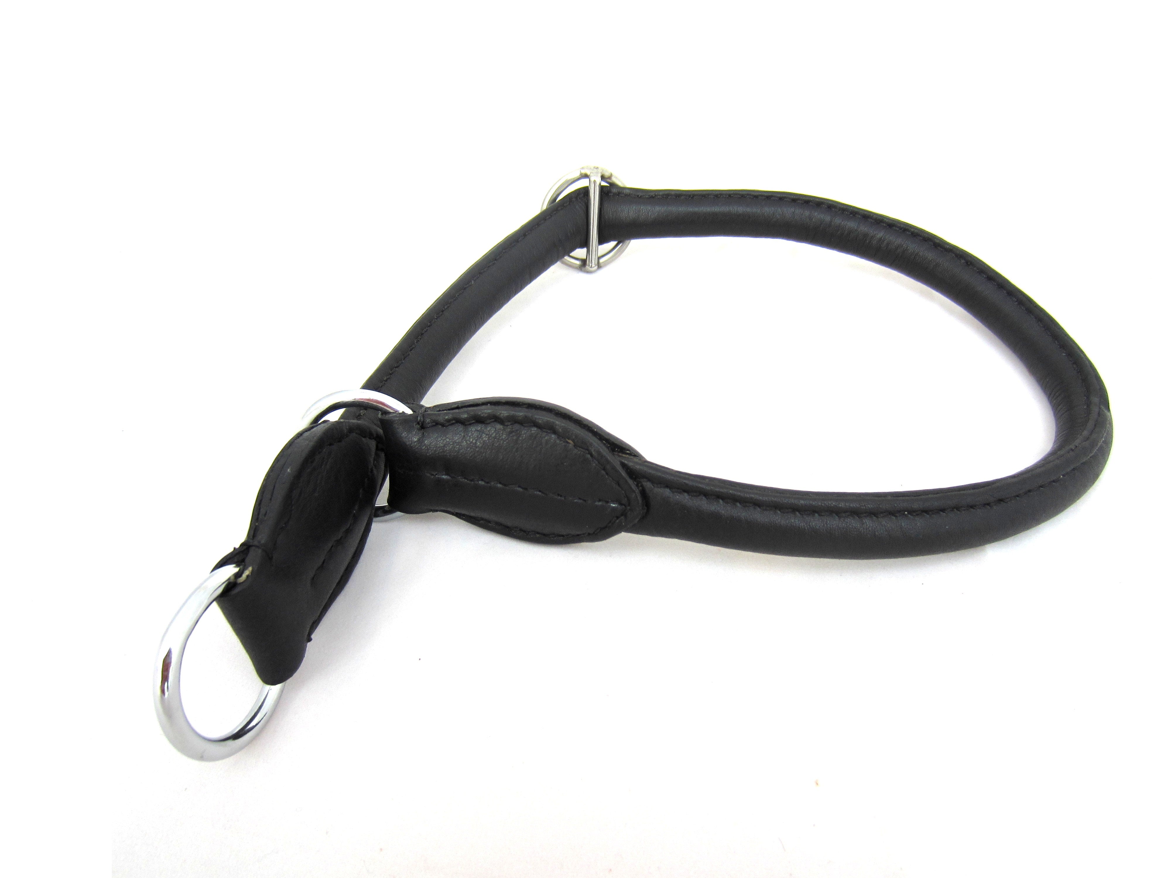 Leder Hundehalsband rundgenäht mit Zugstopp aus weichem Nappaleder