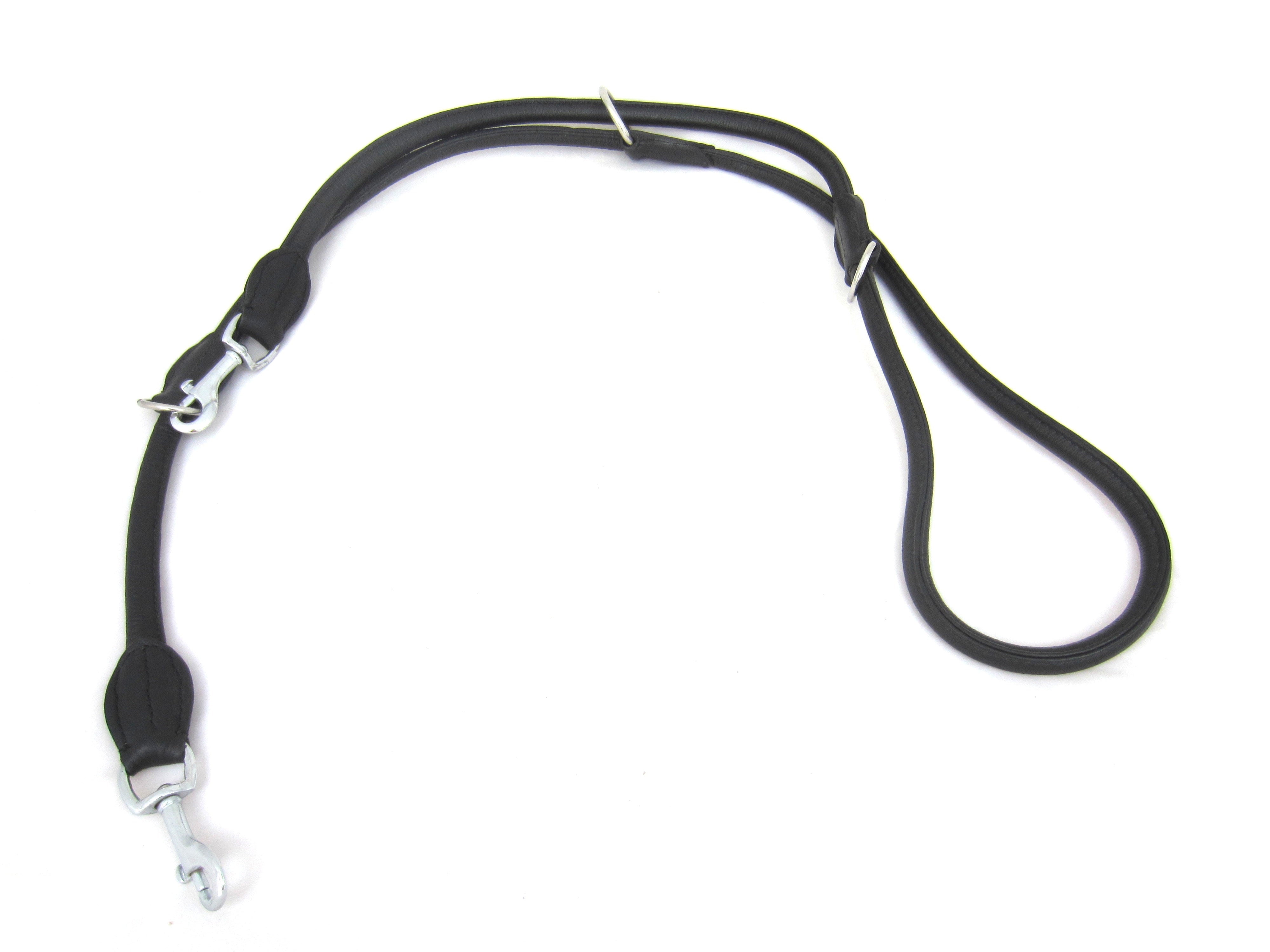 Laisse pour chien en cuir "Vario Round" ronde cousue, réglable en 3 directions en cuir nappa souple