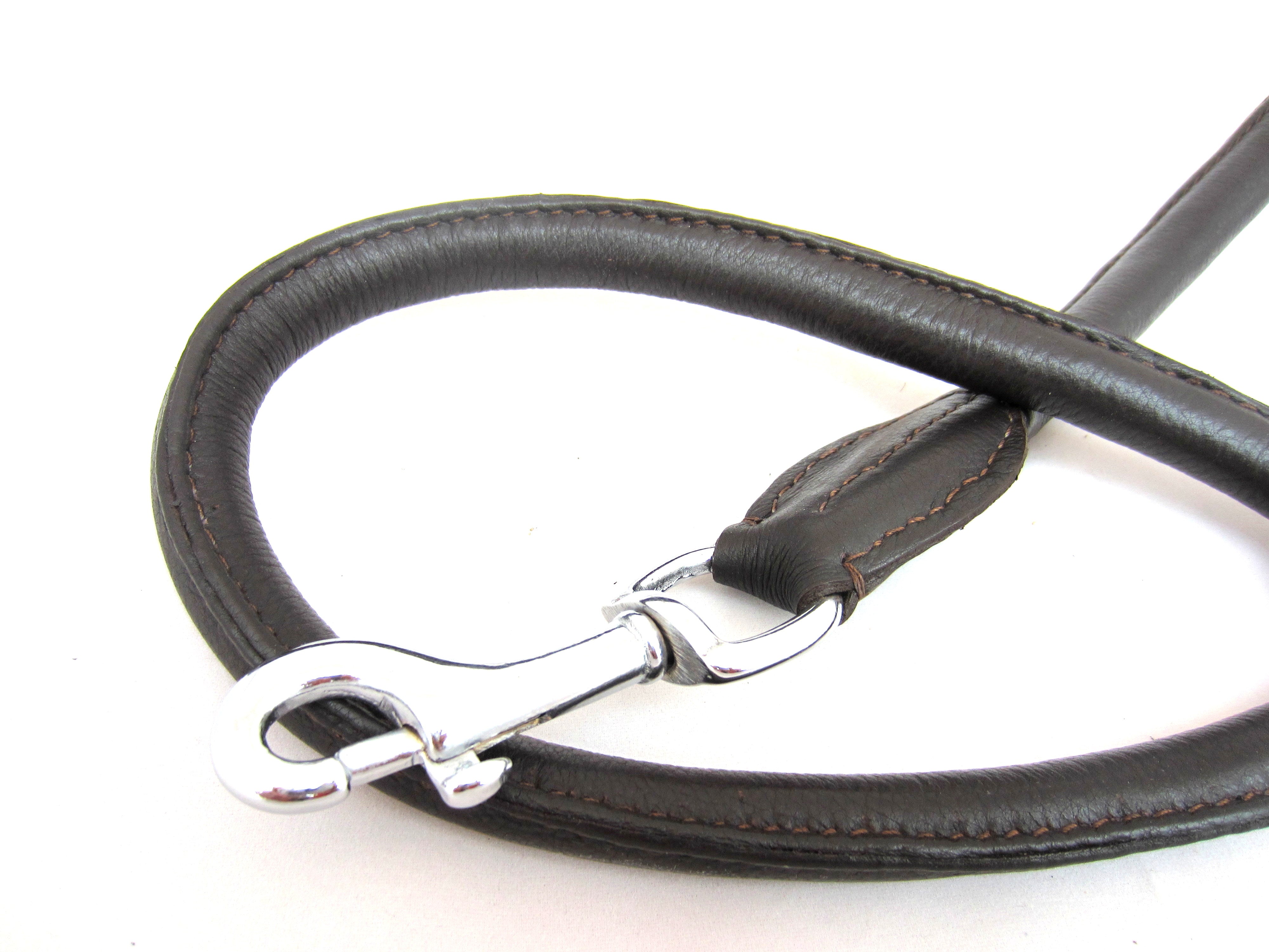 Leather dog leash "Vario Round" round stitched, 3-way adjustable made of soft nappa leather