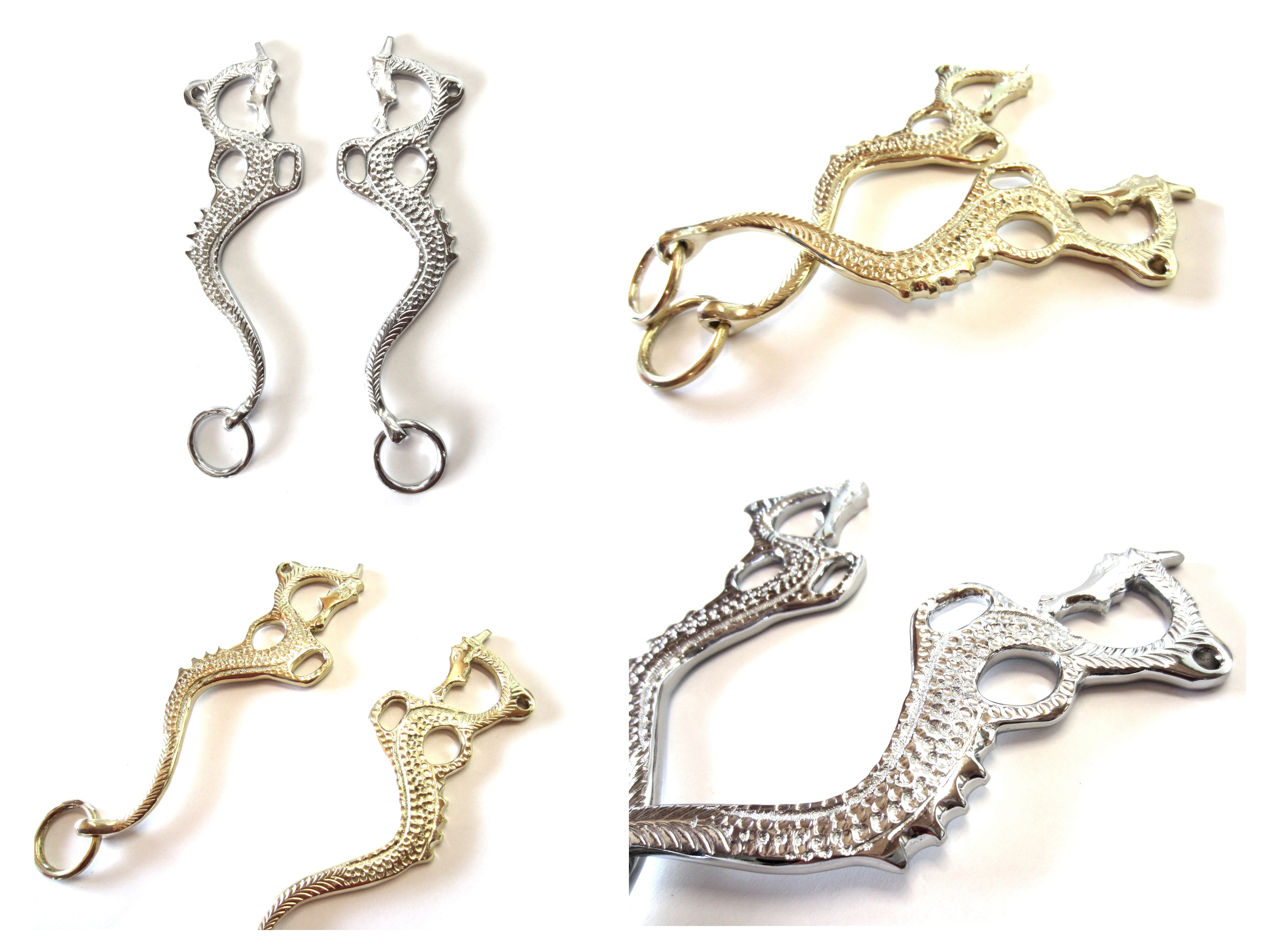 Hackamore "Dragon" couleur or ou argent - 1 paire de cuisses décorées