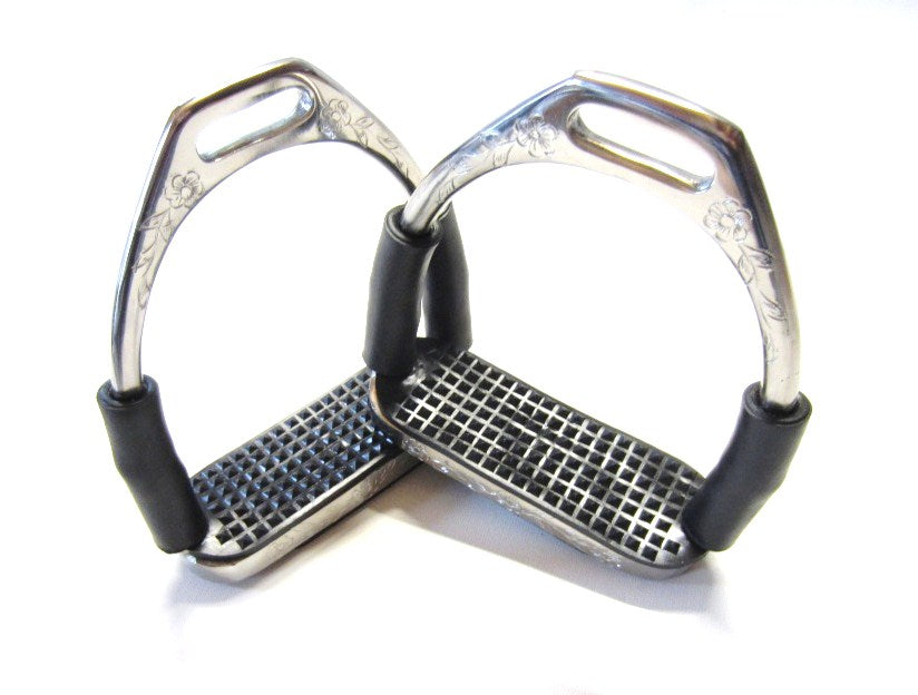 Etriers de sécurité élégants KID avec articulations - argent, décorés pour enfants 1 paire