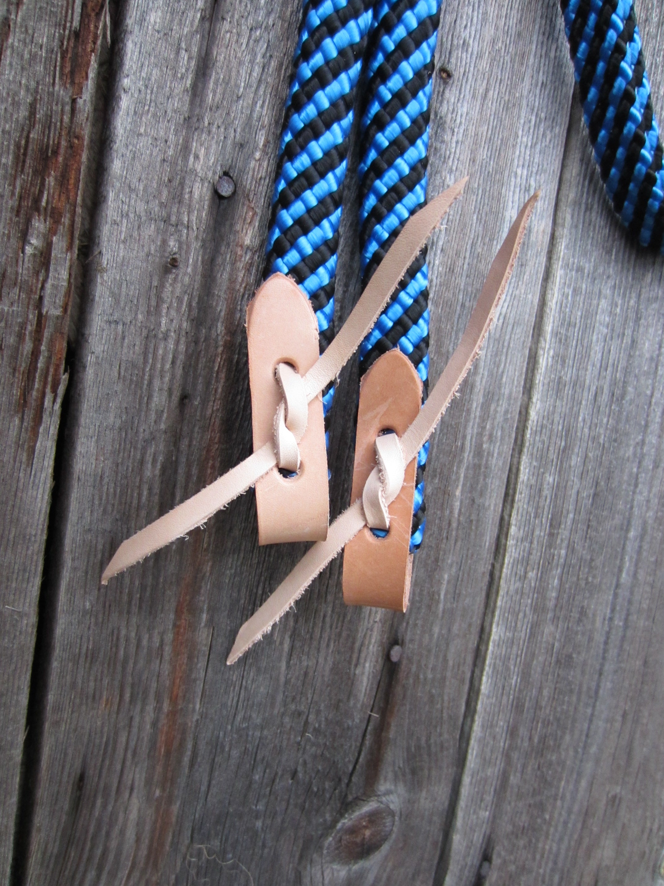 Webbing reins with leather adapter