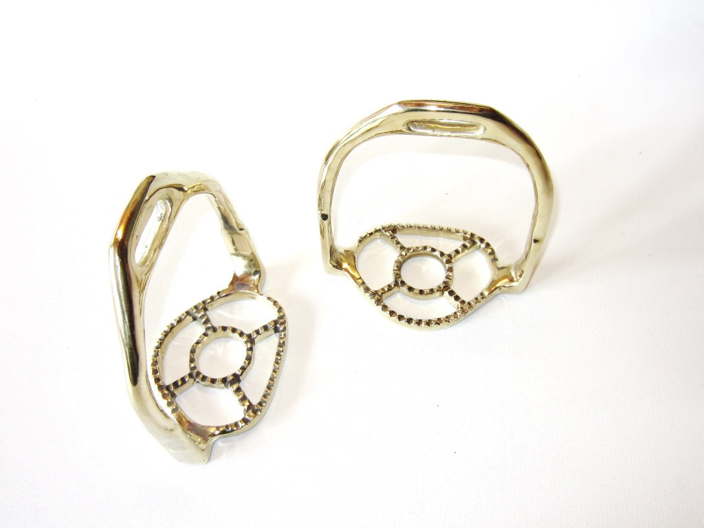 Pair of Portuguese Baroque stirrups silver or gold colored