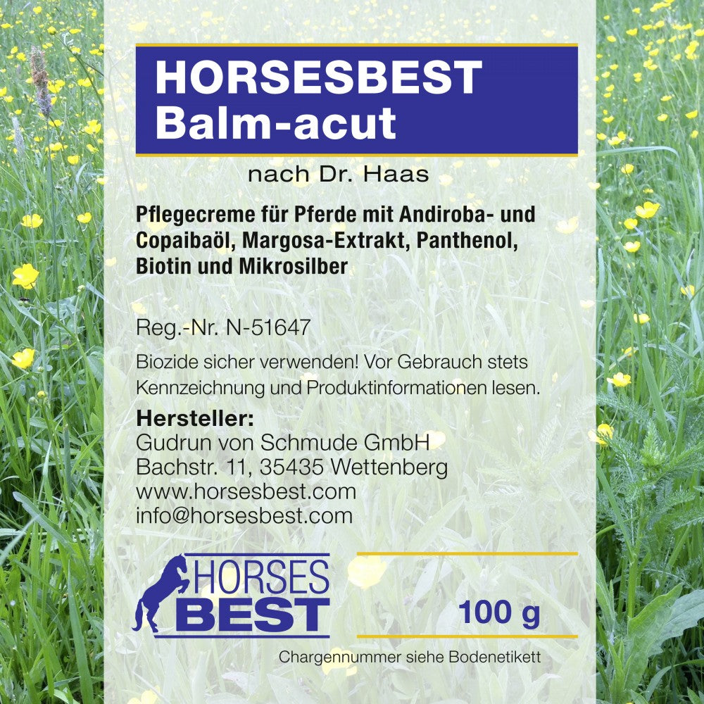 HORSESBEST® Balm-acut, krustenlösender Pflegebalsam z.B. bei Mauke, 100 g