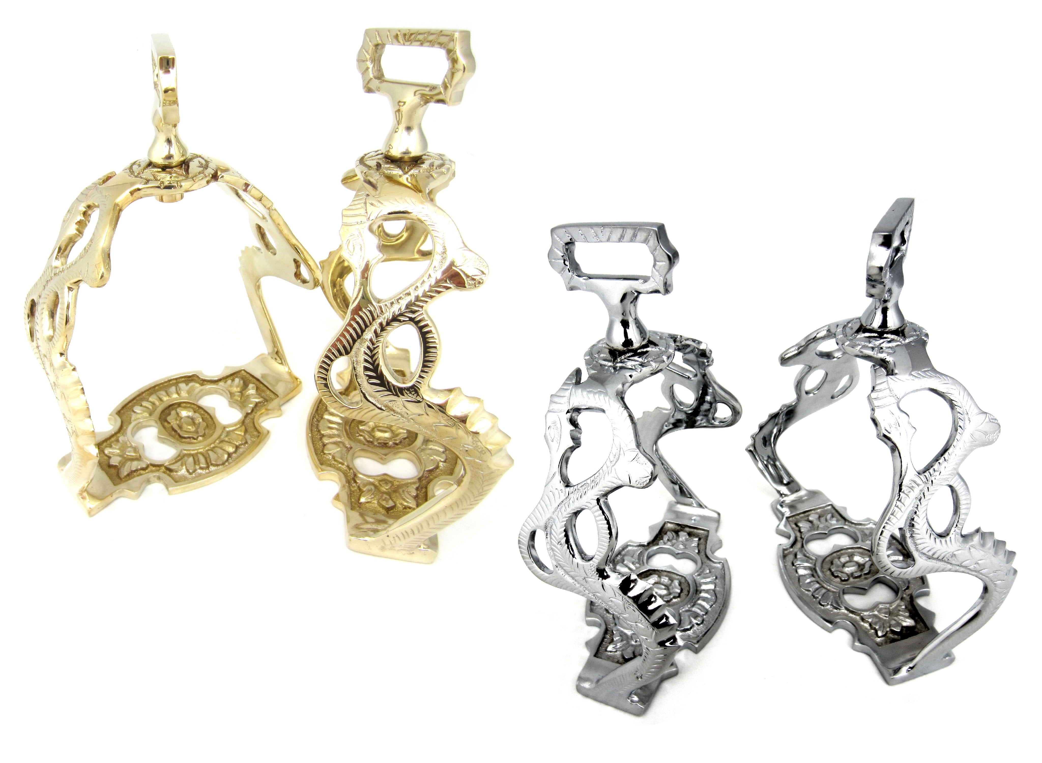 "DRAGON - DRAGON" baroque stirrups silver or gold - 1 pair