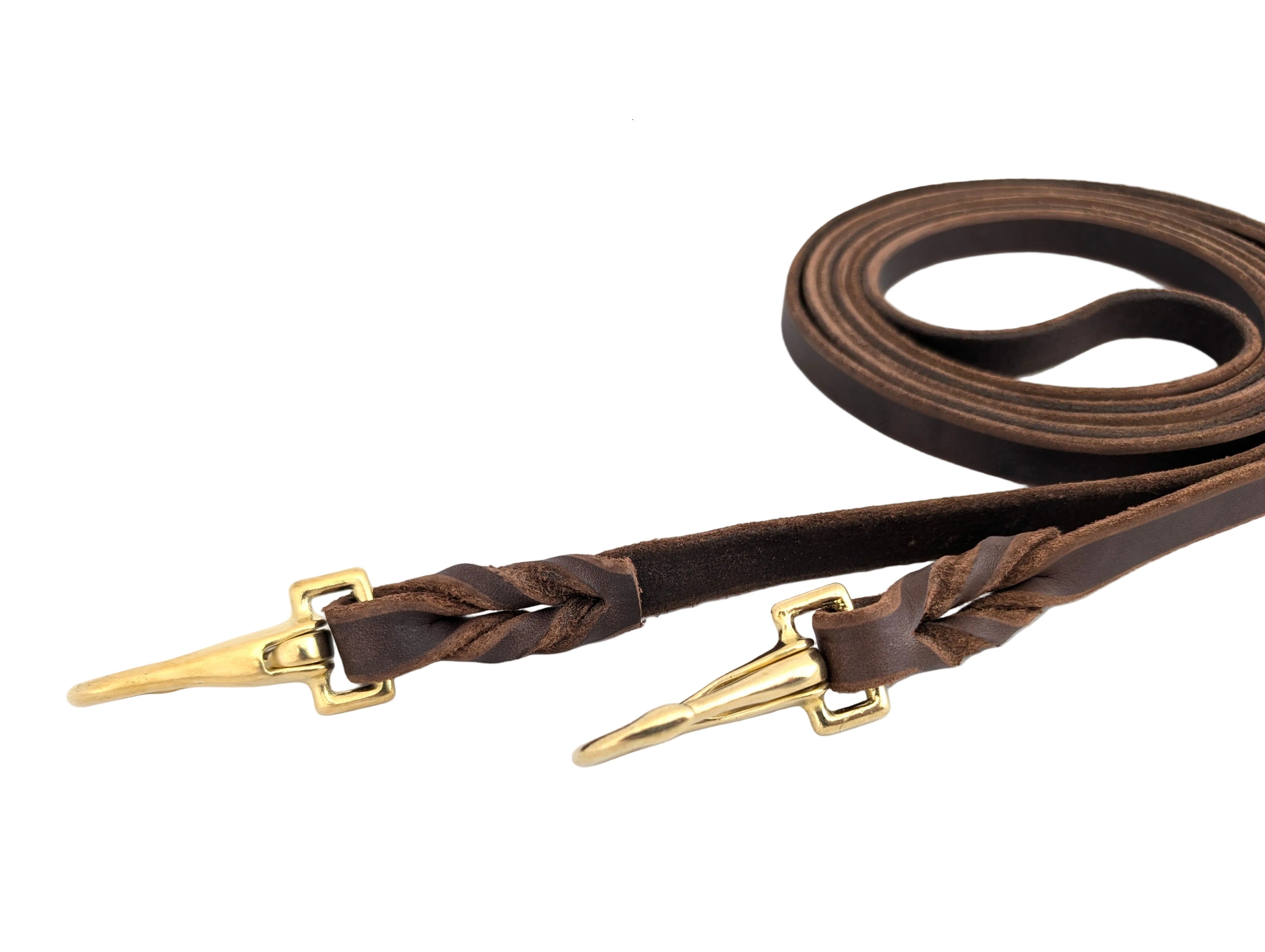 Superweicher Softlederzügel aus Fettleder 3 m - geschlossen mit Snap Karabiner