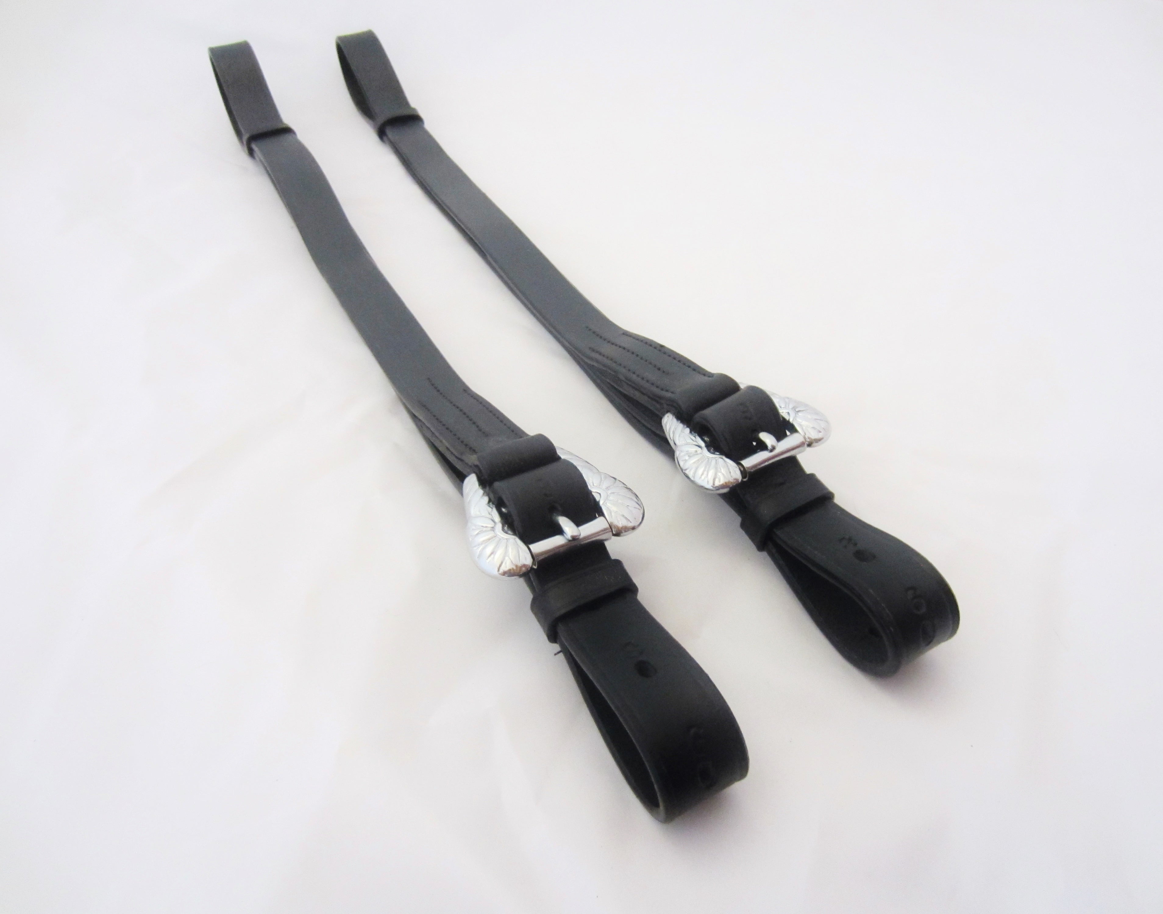 Single pair of baroque stirrup leathers, decorated - black - gold