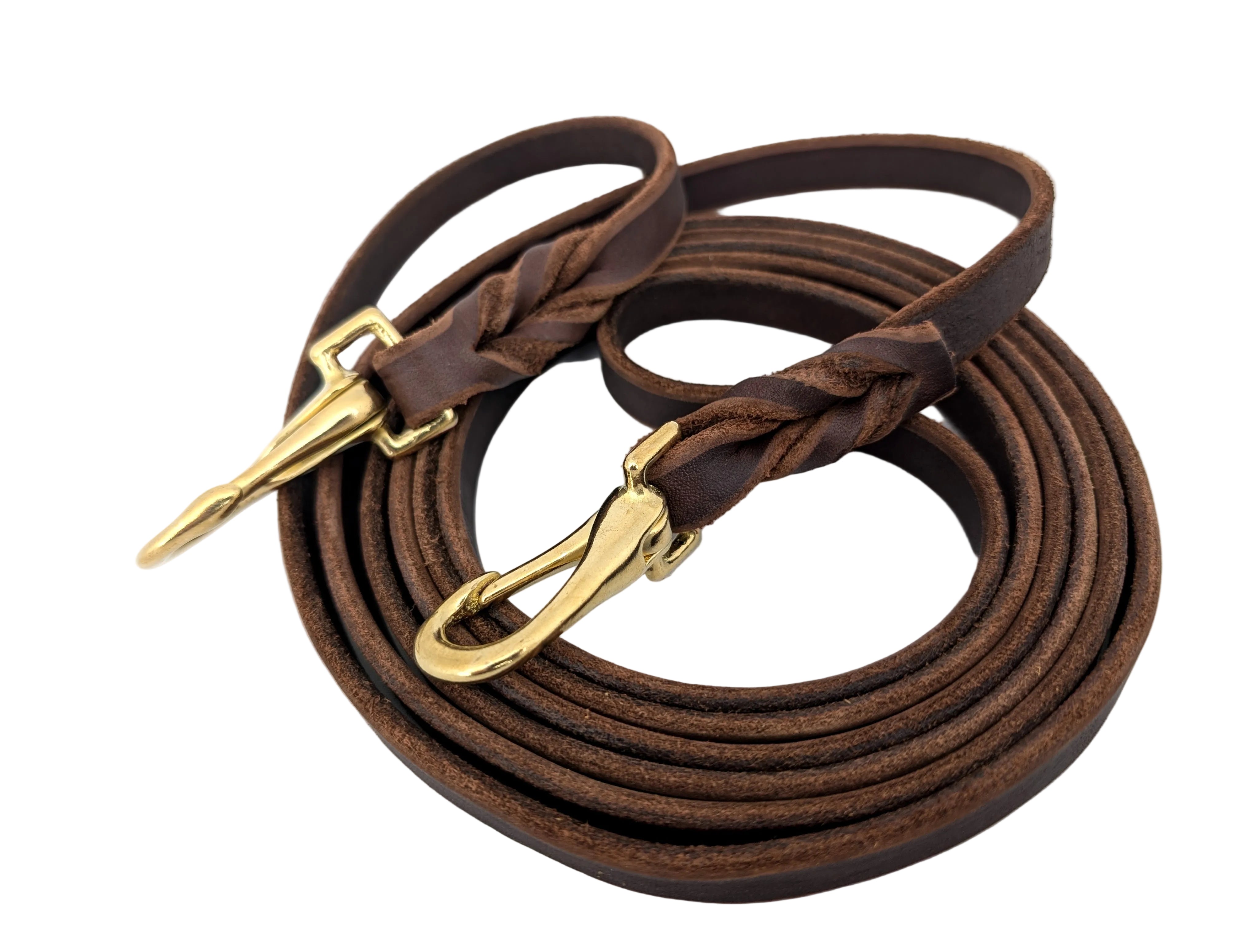 Superweicher Softlederzügel aus Fettleder 3 m - geschlossen mit Snap Karabiner