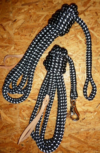 Corde de travail monobloc/corde de travail au sol/corde à anneaux, noir et blanc