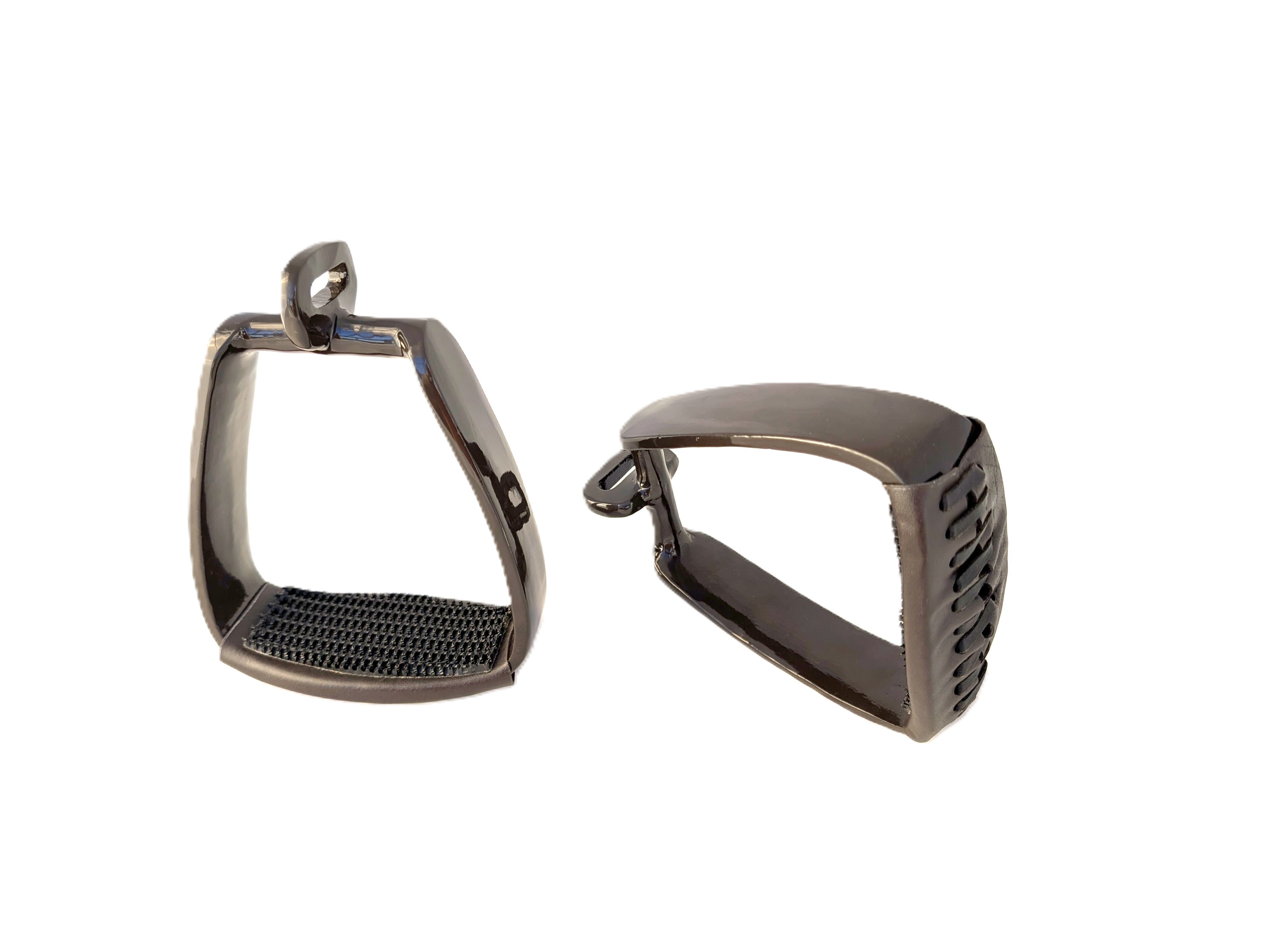 Aluminum stirrups in brown and black - rotated 90°