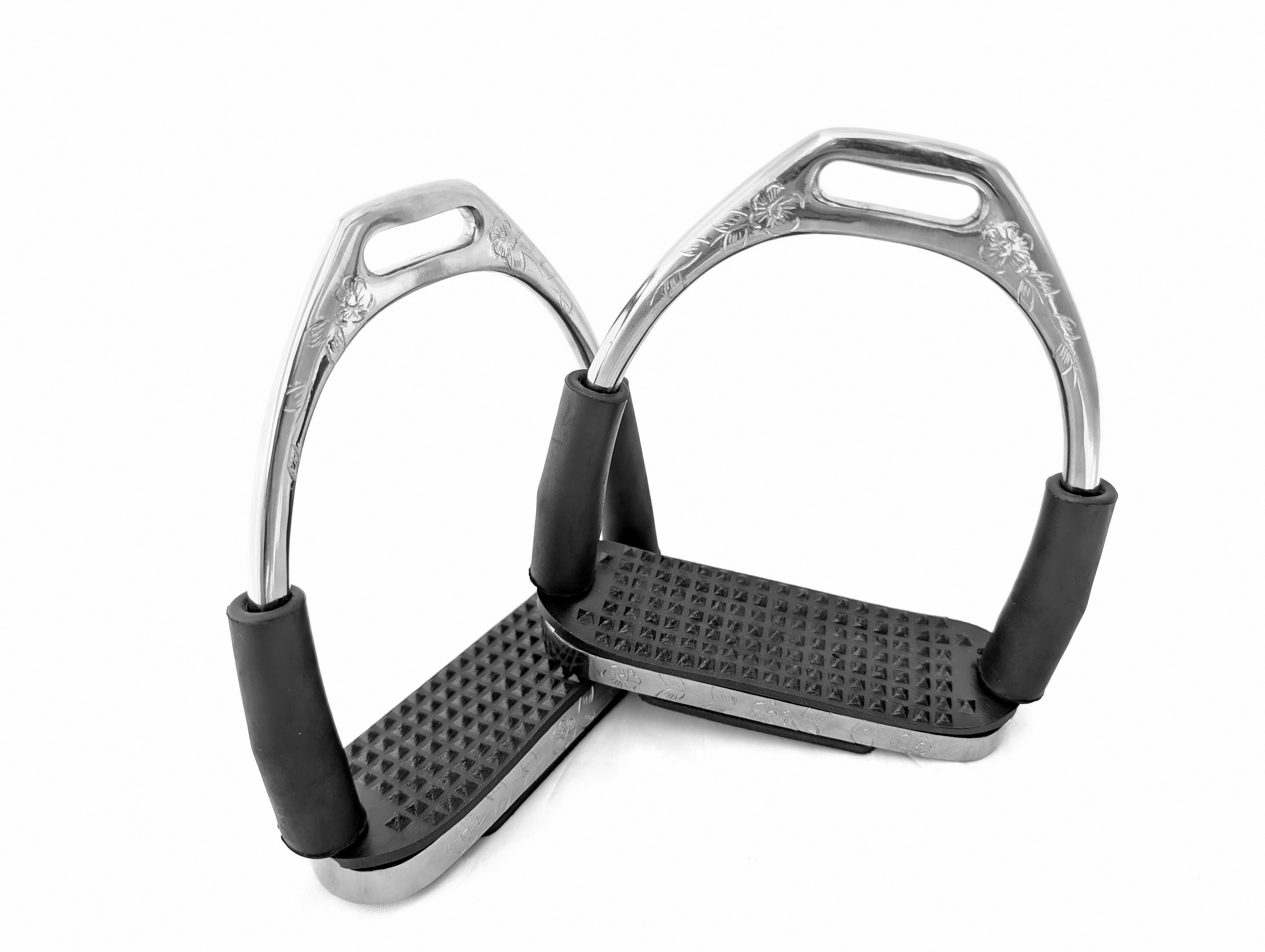 Edler Sicherheits-Steigbügel mit Gelenken - Silber, verziert,  1 Paar