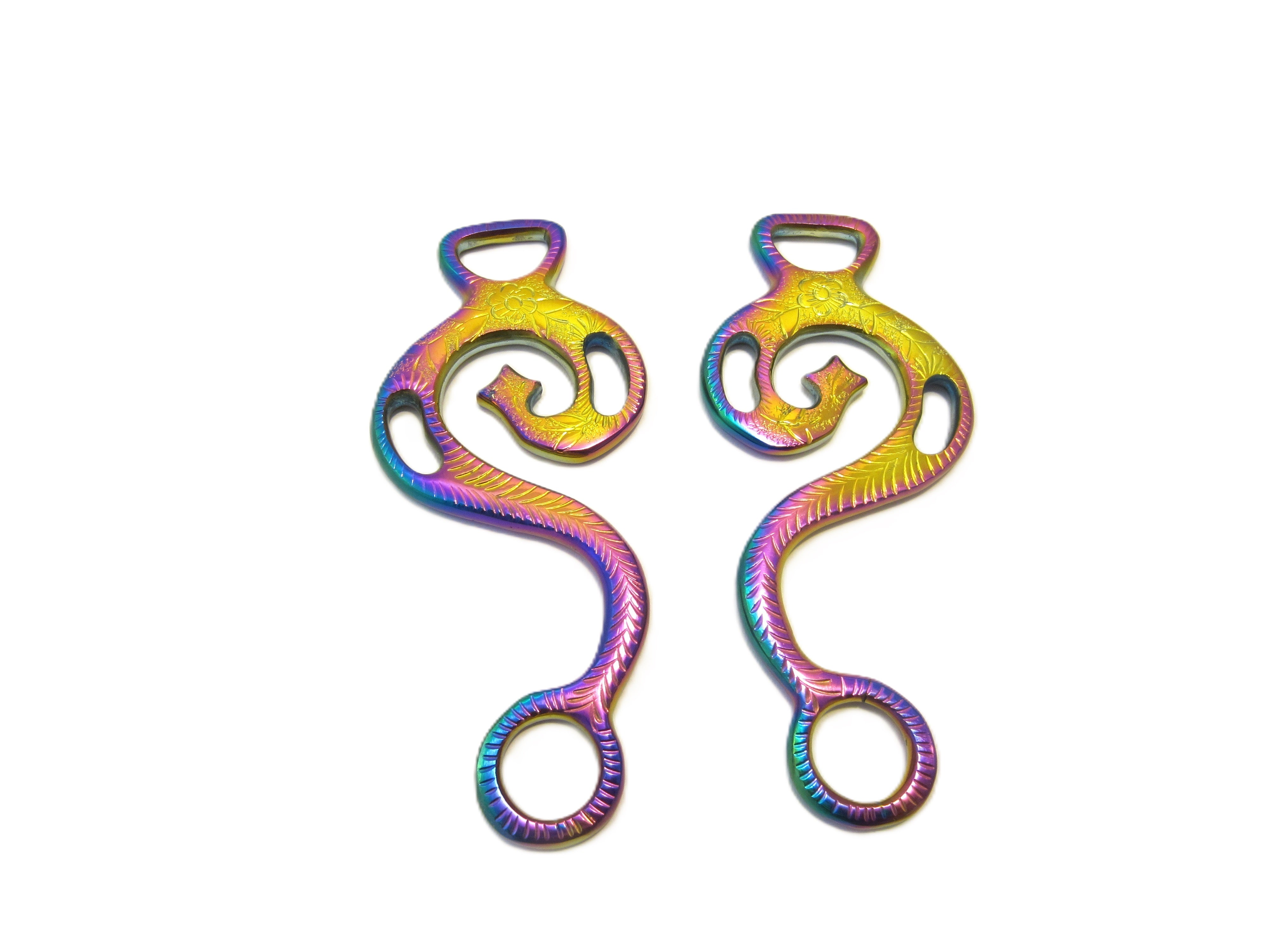 Hackamore "Barock" Regenbogenfarben, multicolour rainbow - 1 Paar Schenkel, verziert