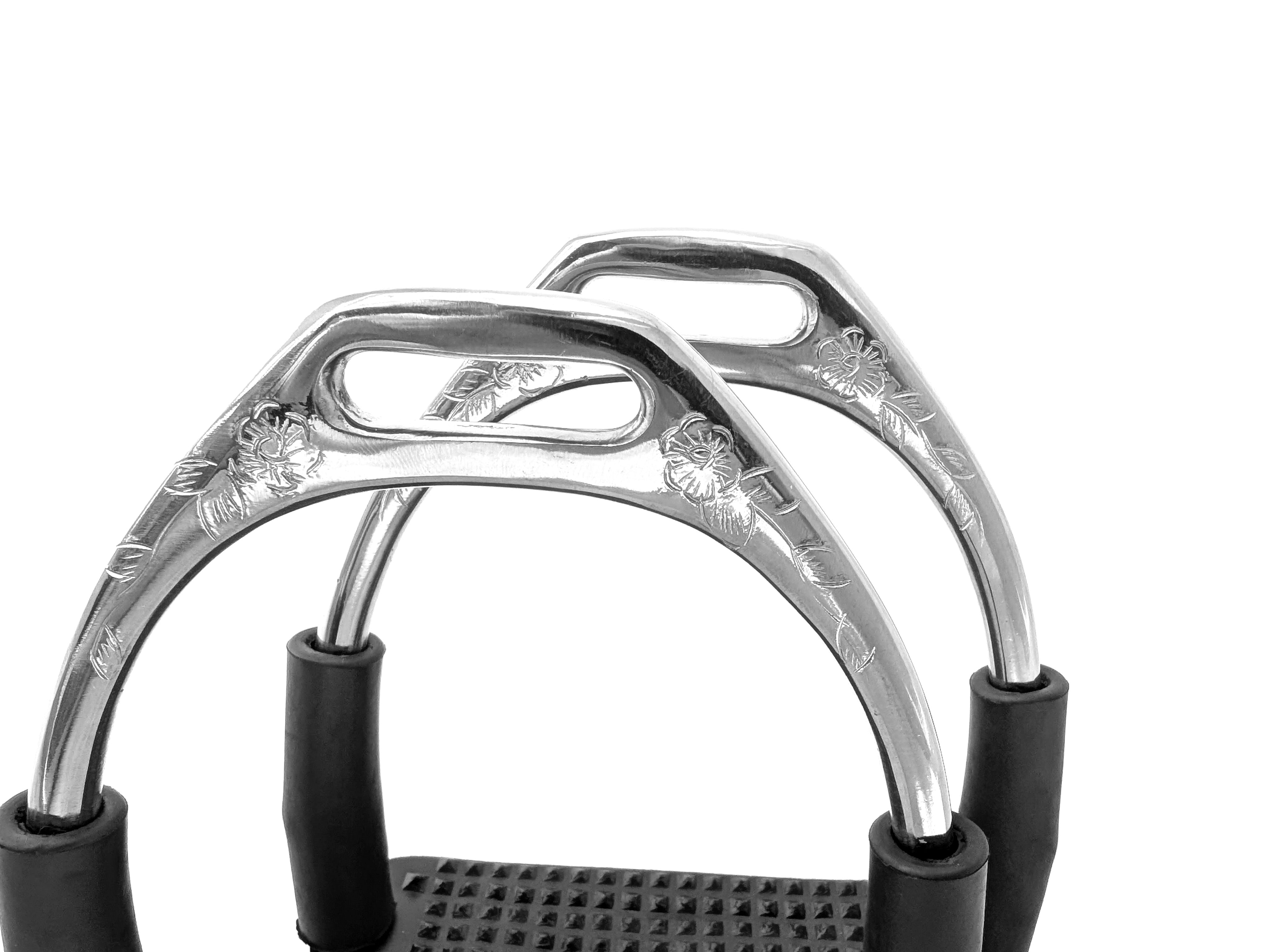 Edler Sicherheits-Steigbügel mit Gelenken - Silber, verziert,  1 Paar
