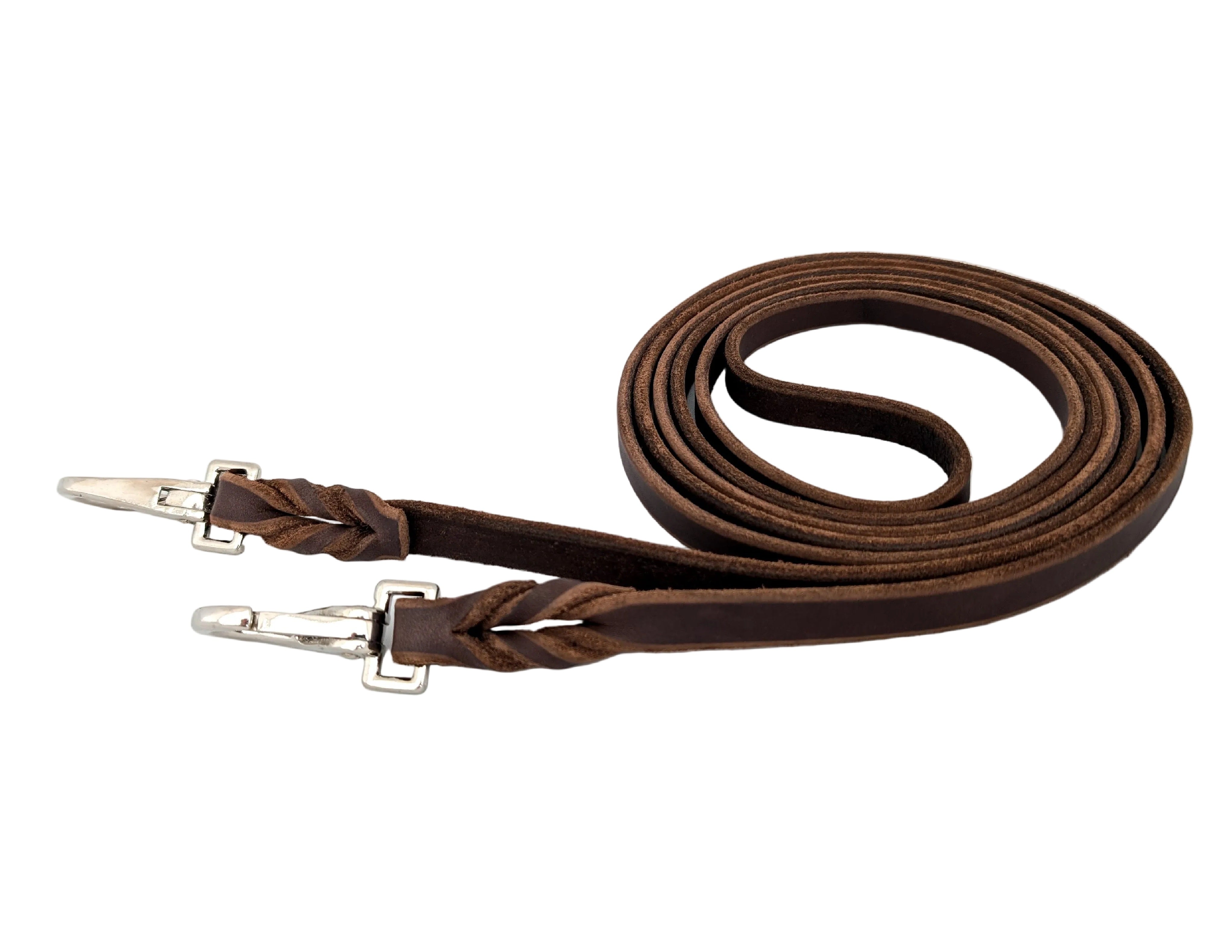 Superweicher Softlederzügel aus Fettleder 3 m - geschlossen mit Snap Karabiner