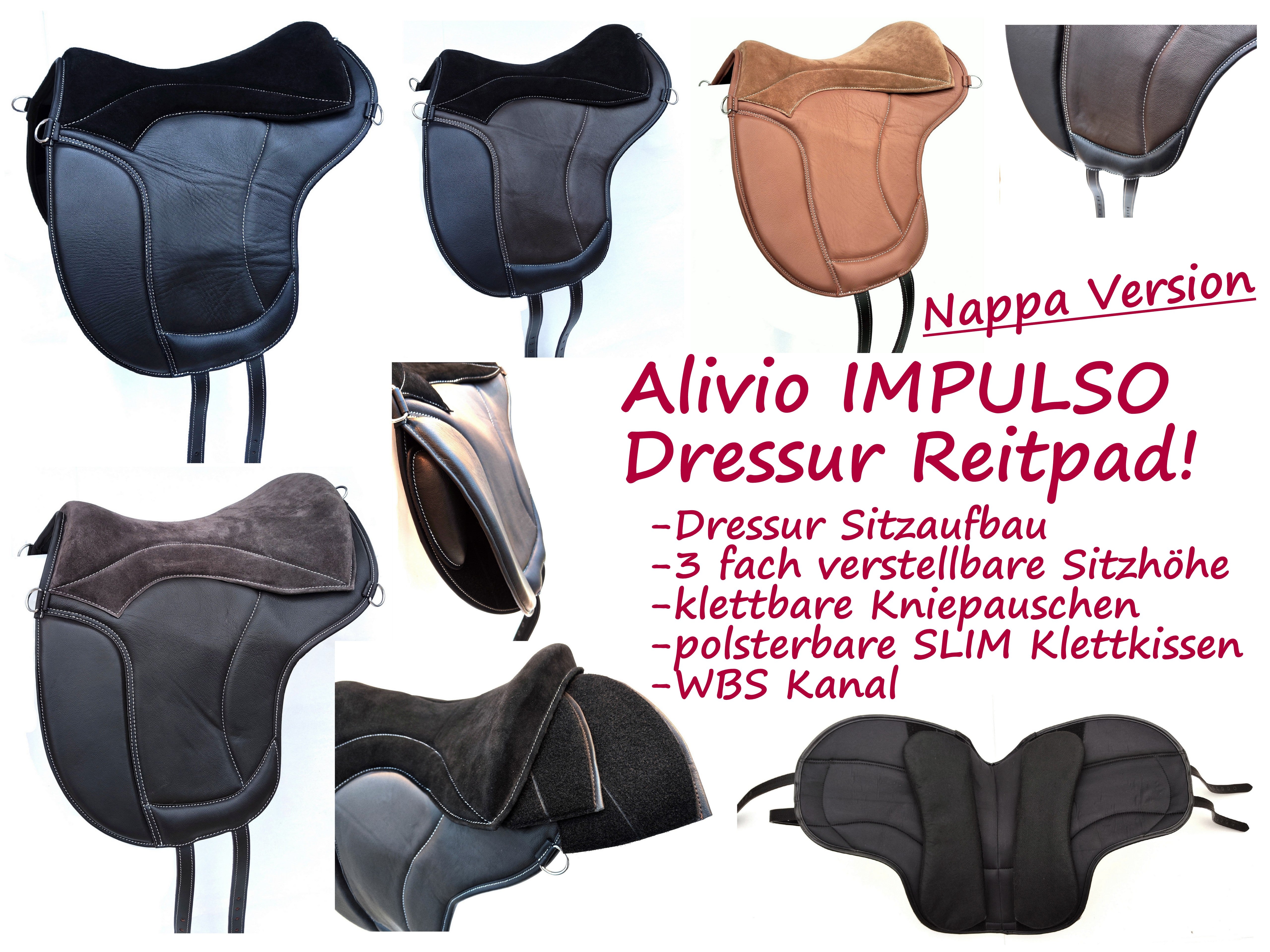 "ALIVIO IMPULSO" NAPPALEDER dressage riding pad - WBS channel - SLIM felt cushion - knee blocks
