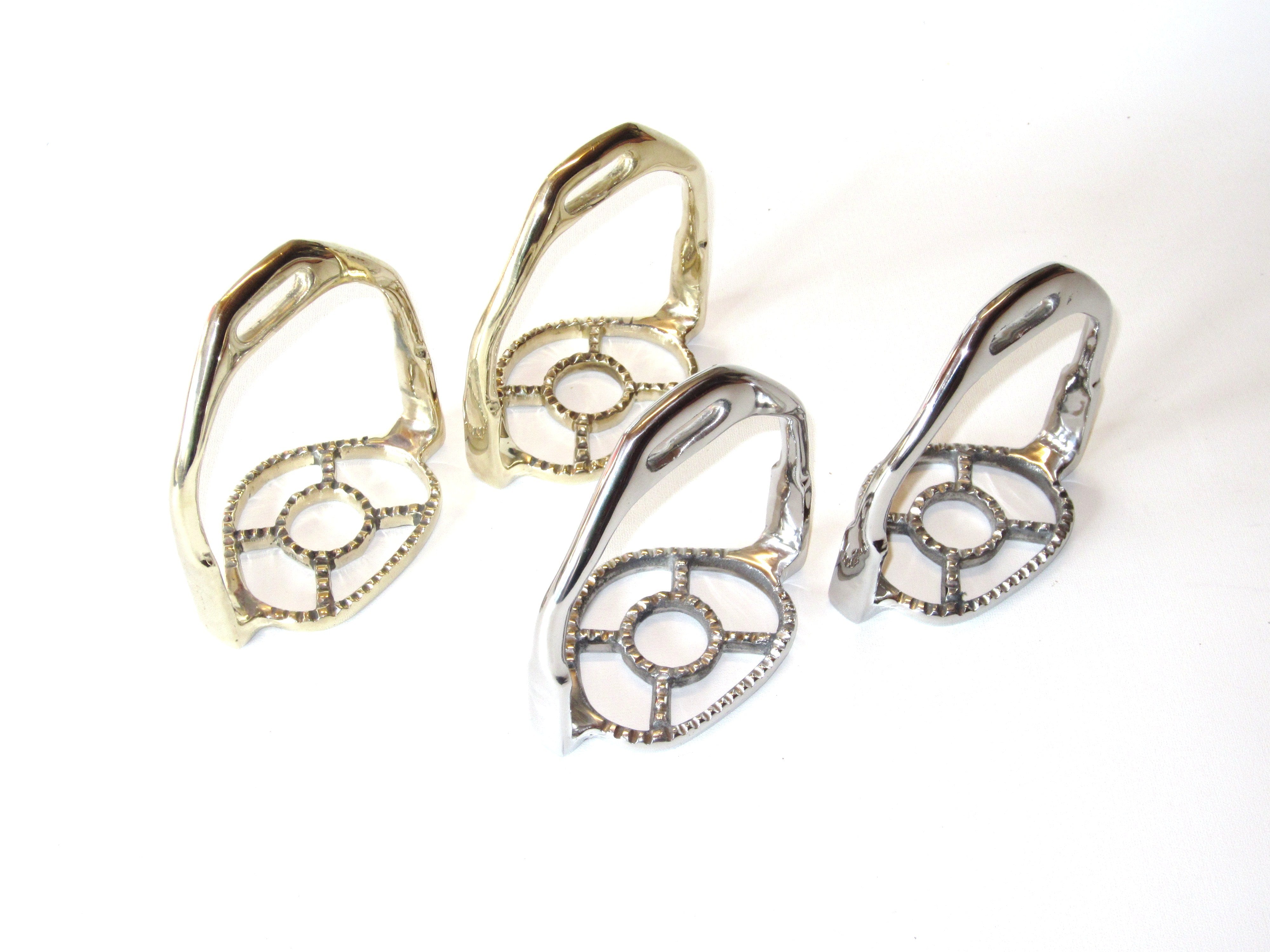 Pair of Portuguese Baroque stirrups silver or gold colored