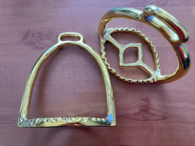 Single pairs sale Noble Spanish baroque stirrup brass - gold colored