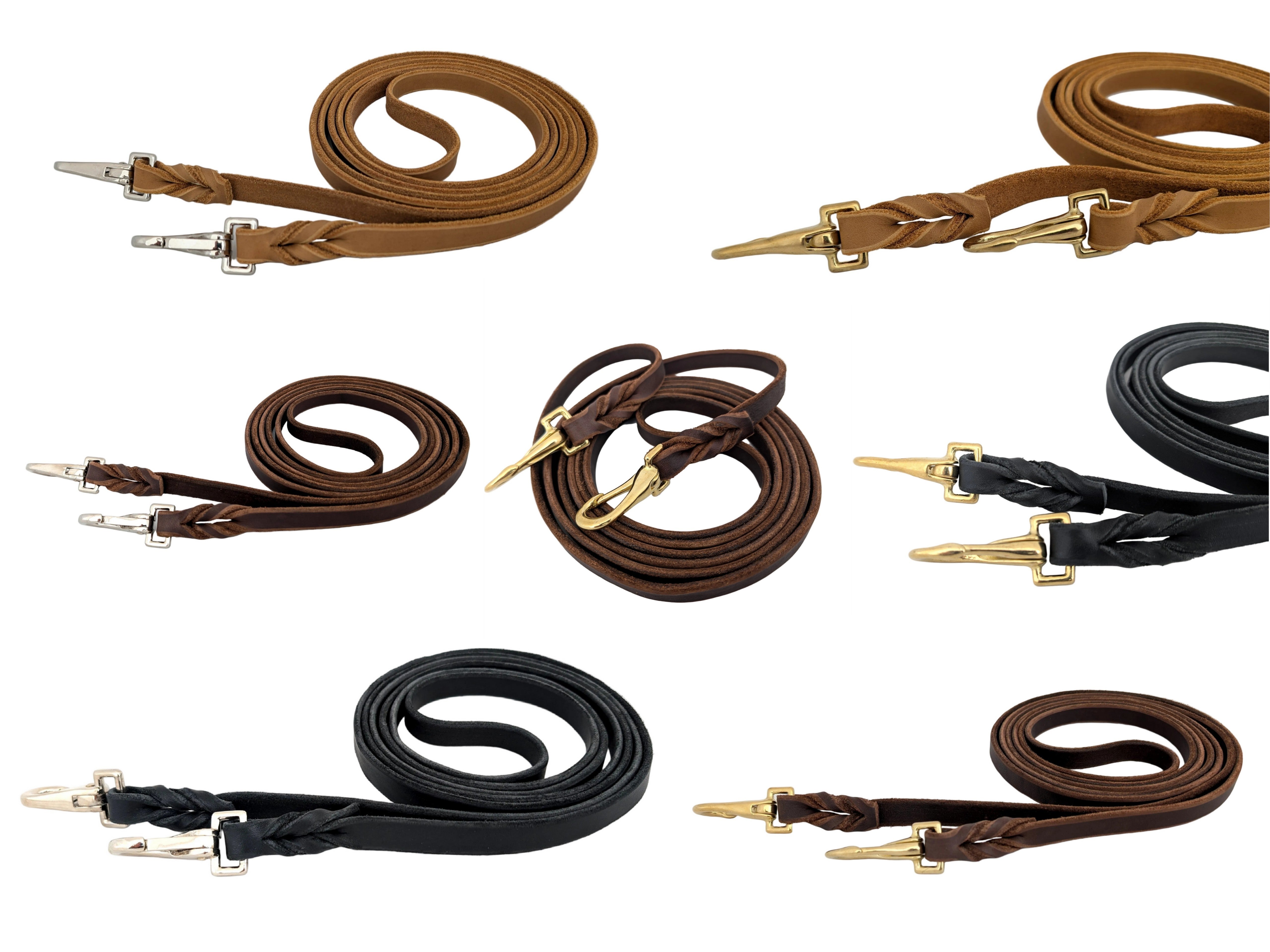Superweicher Softlederzügel aus Fettleder 3 m - geschlossen mit Snap Karabiner