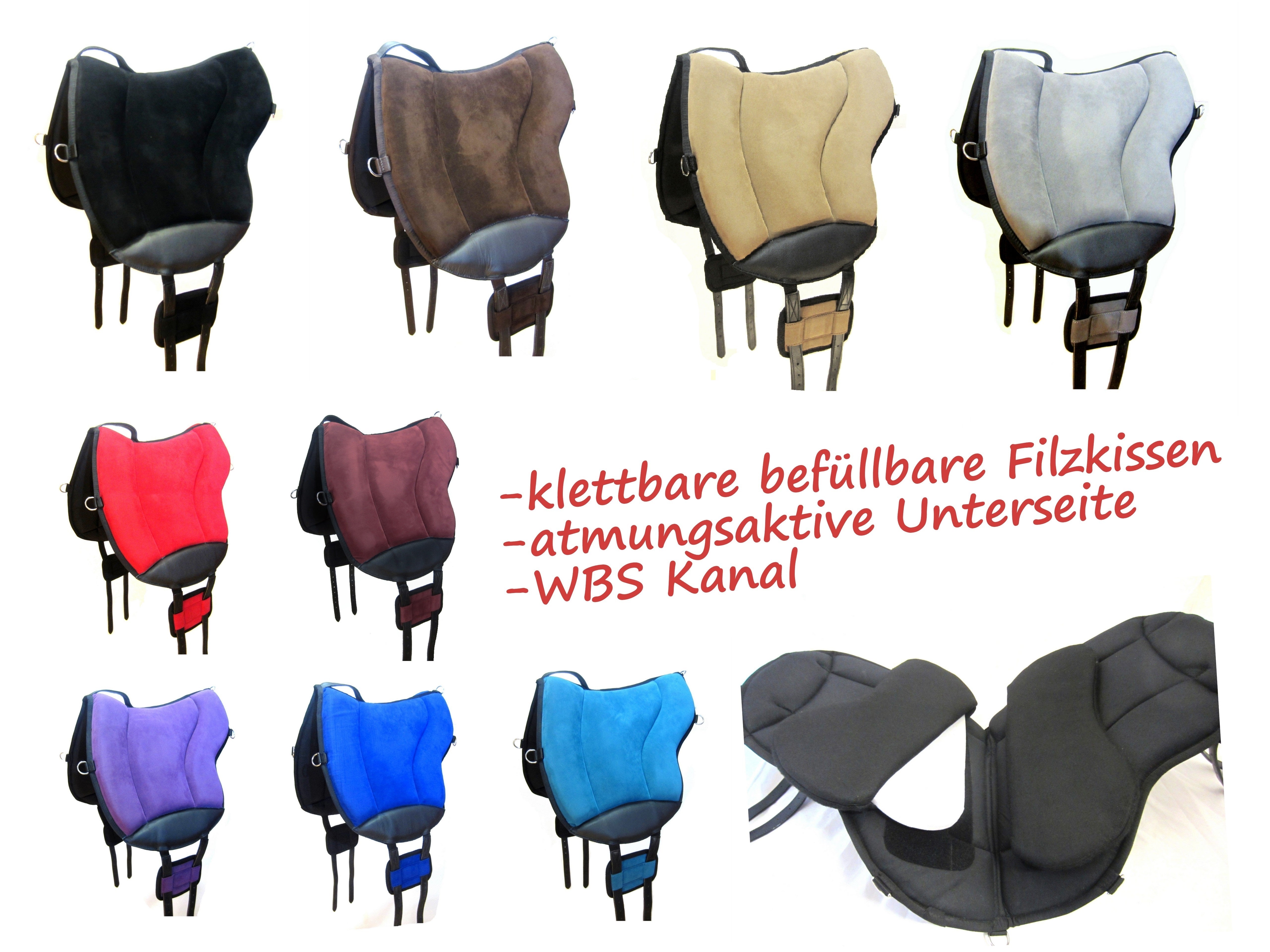 - SINGLE PIECES - Riding pad "ALIVIO" with WBS channel &amp; chamber structure with fillable felt cushions - velcro-