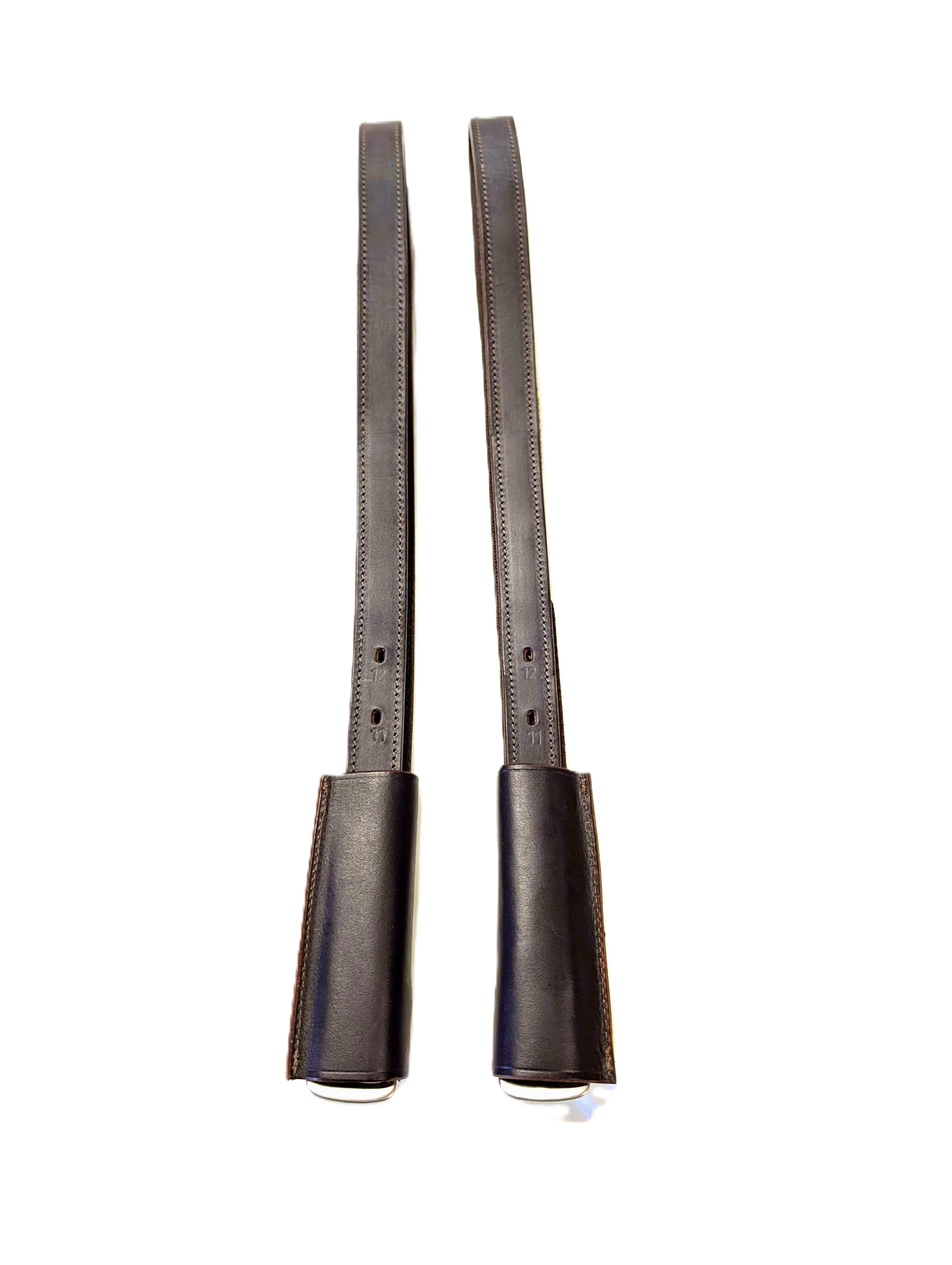 Paar Englische Steigbügelriemen mit 2,5 cm Breite - Farbe -  Schwarz / Dunkelbraun