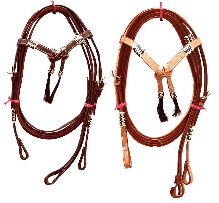 Cross over bridle, western bridle "ZigZag" with reins