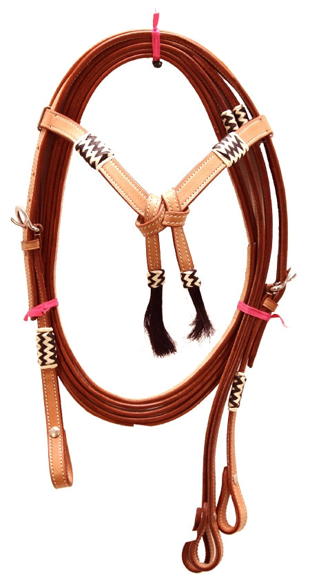 Cross over bridle, western bridle "ZigZag" with reins