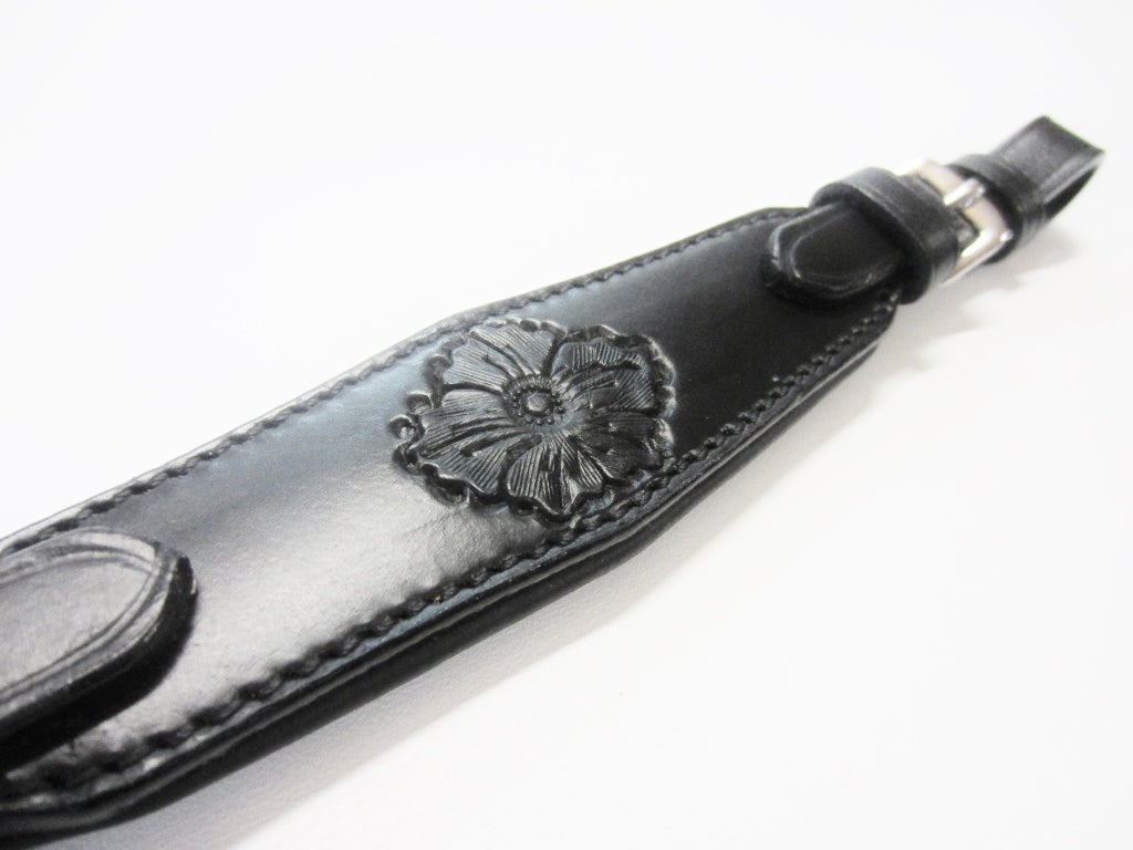 "Flower" noseband padded with soft leather - decorated