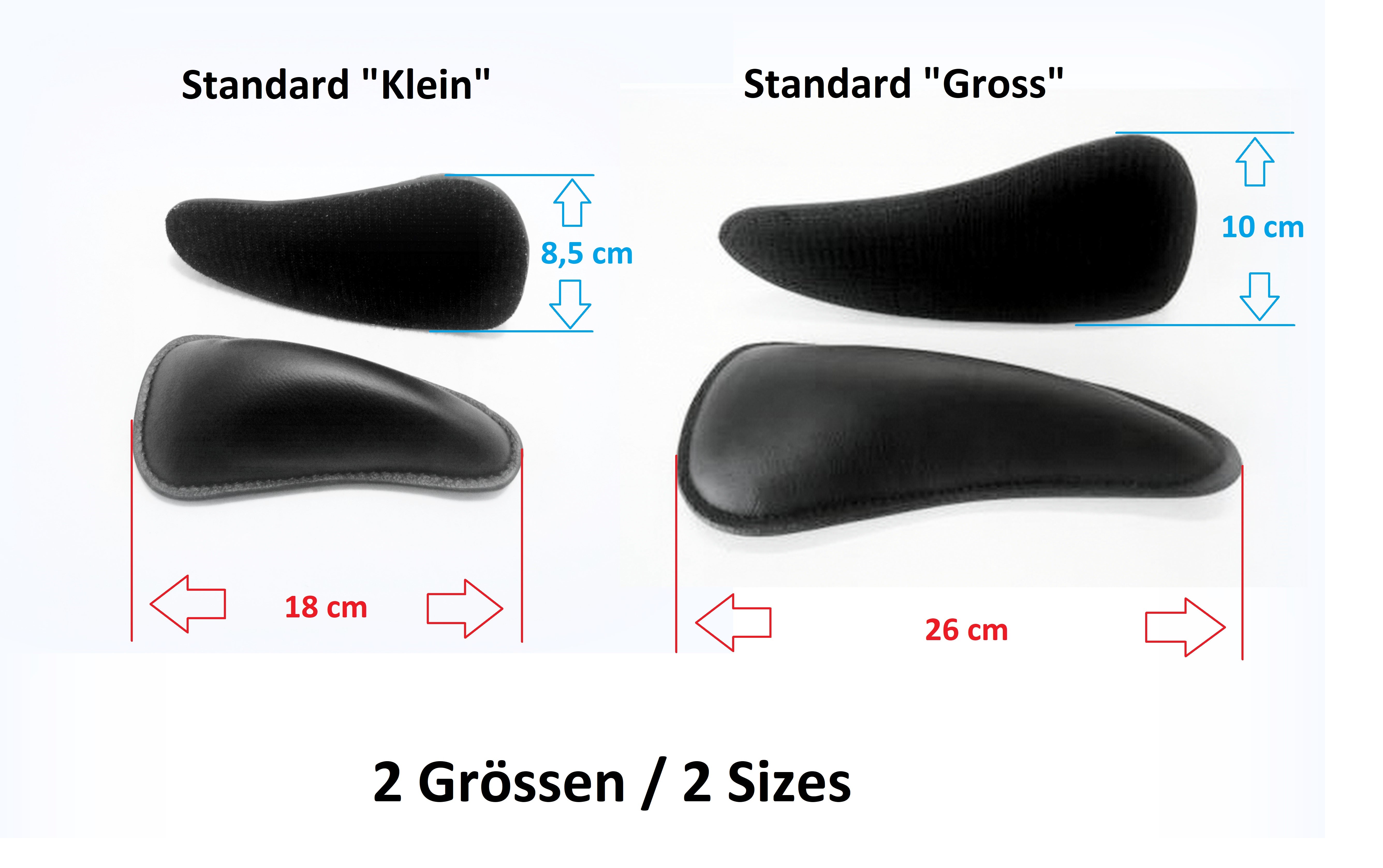 2 sizes - knee blocks "standard" - with Velcro on the bottom 