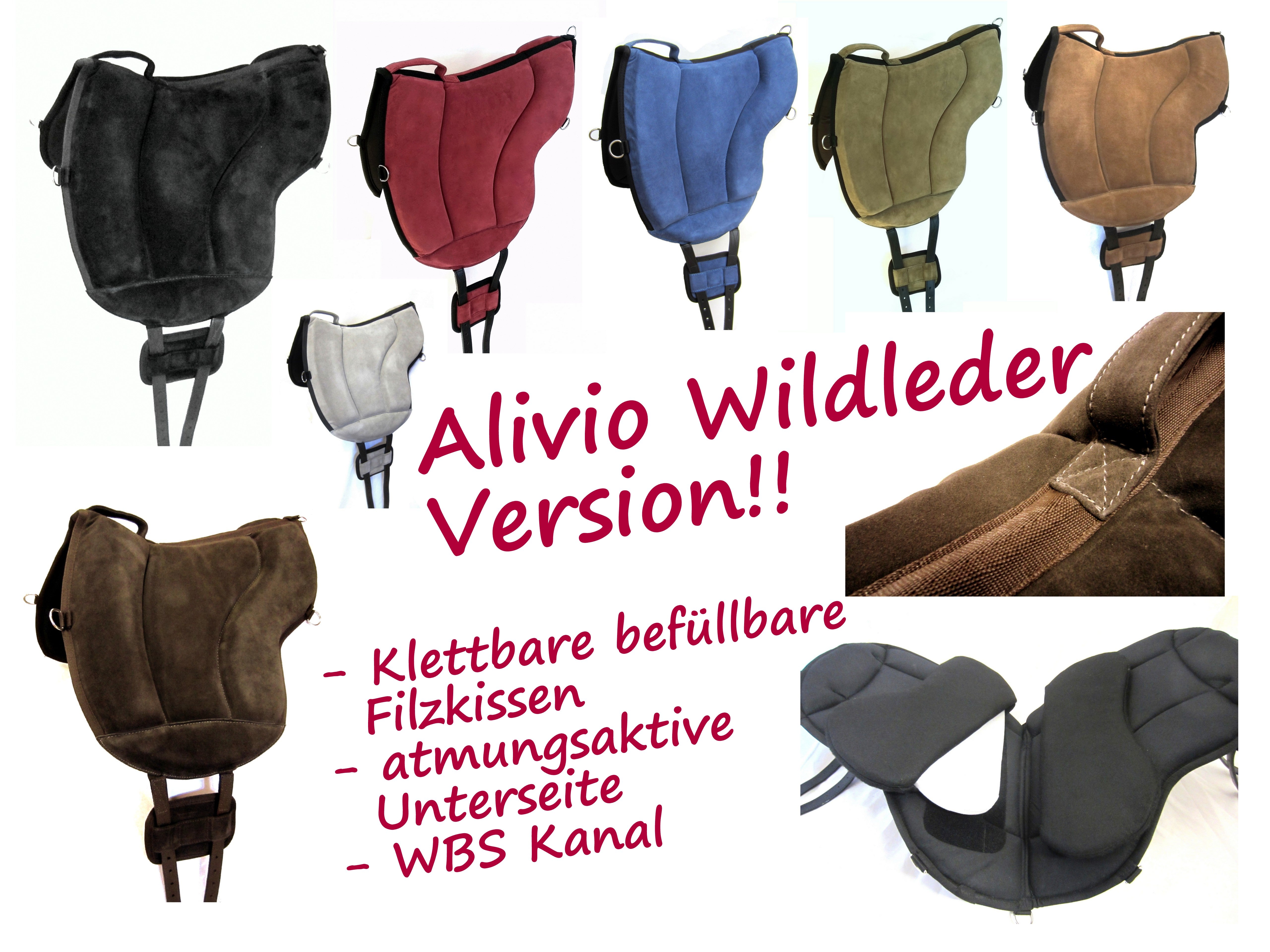 WILDLEDER "ALIVIO" Reitpad mit WBS Kanal & Kammeraufbau durch befüllbare Filzkissen - klettbar-