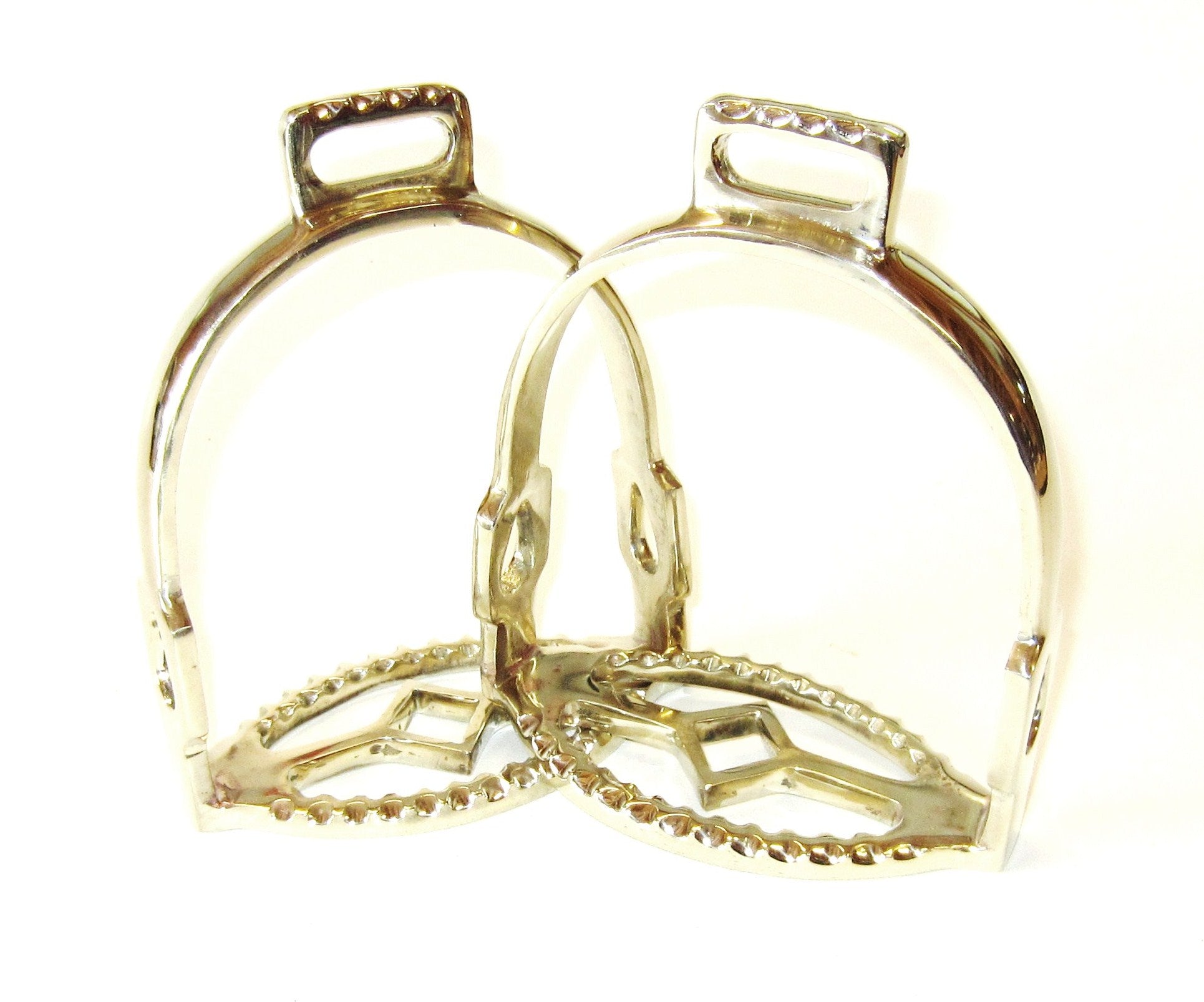 Single pair - noble Spanish baroque stirrup brass - gold colored