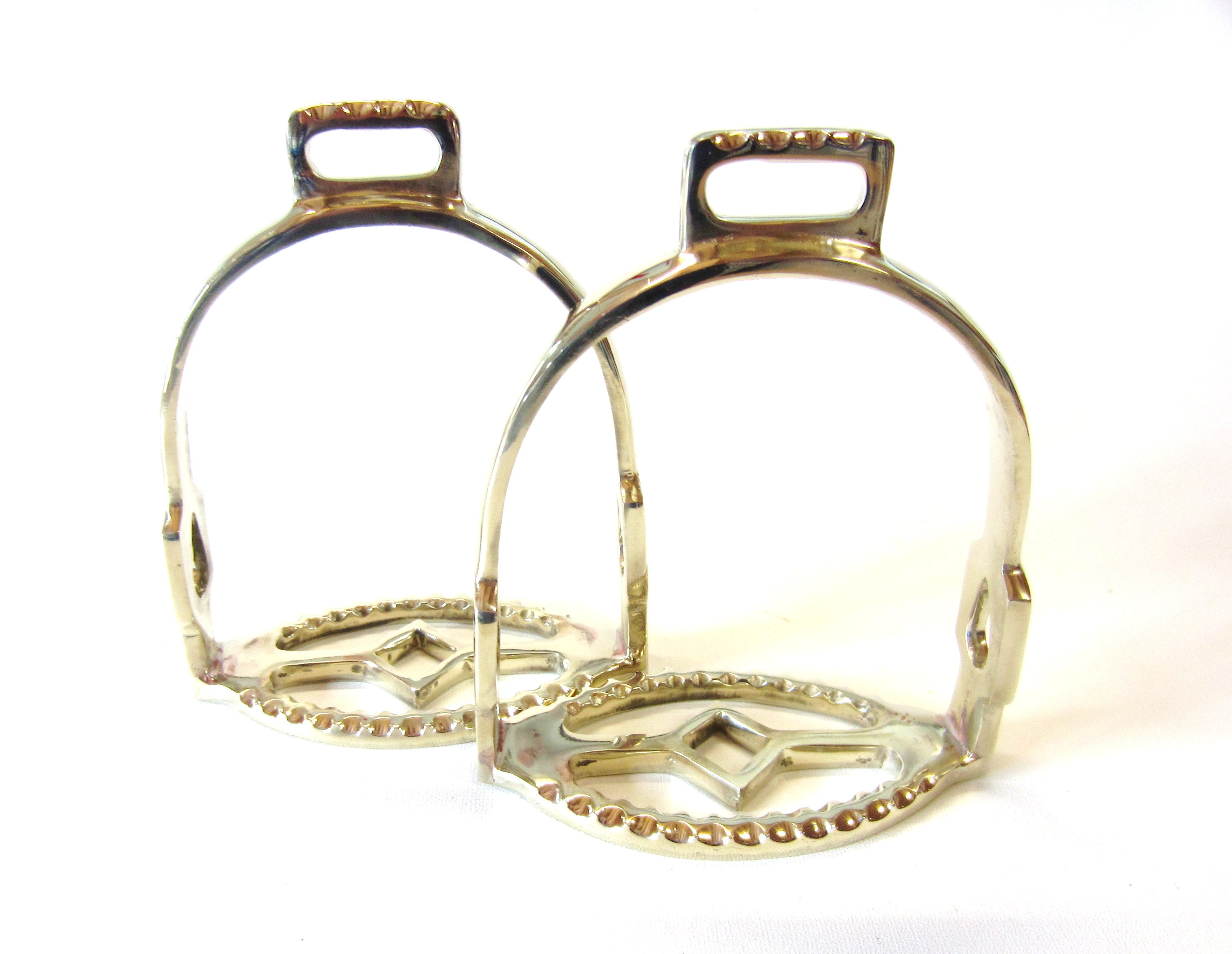 Single pair - noble Spanish baroque stirrup brass - gold colored