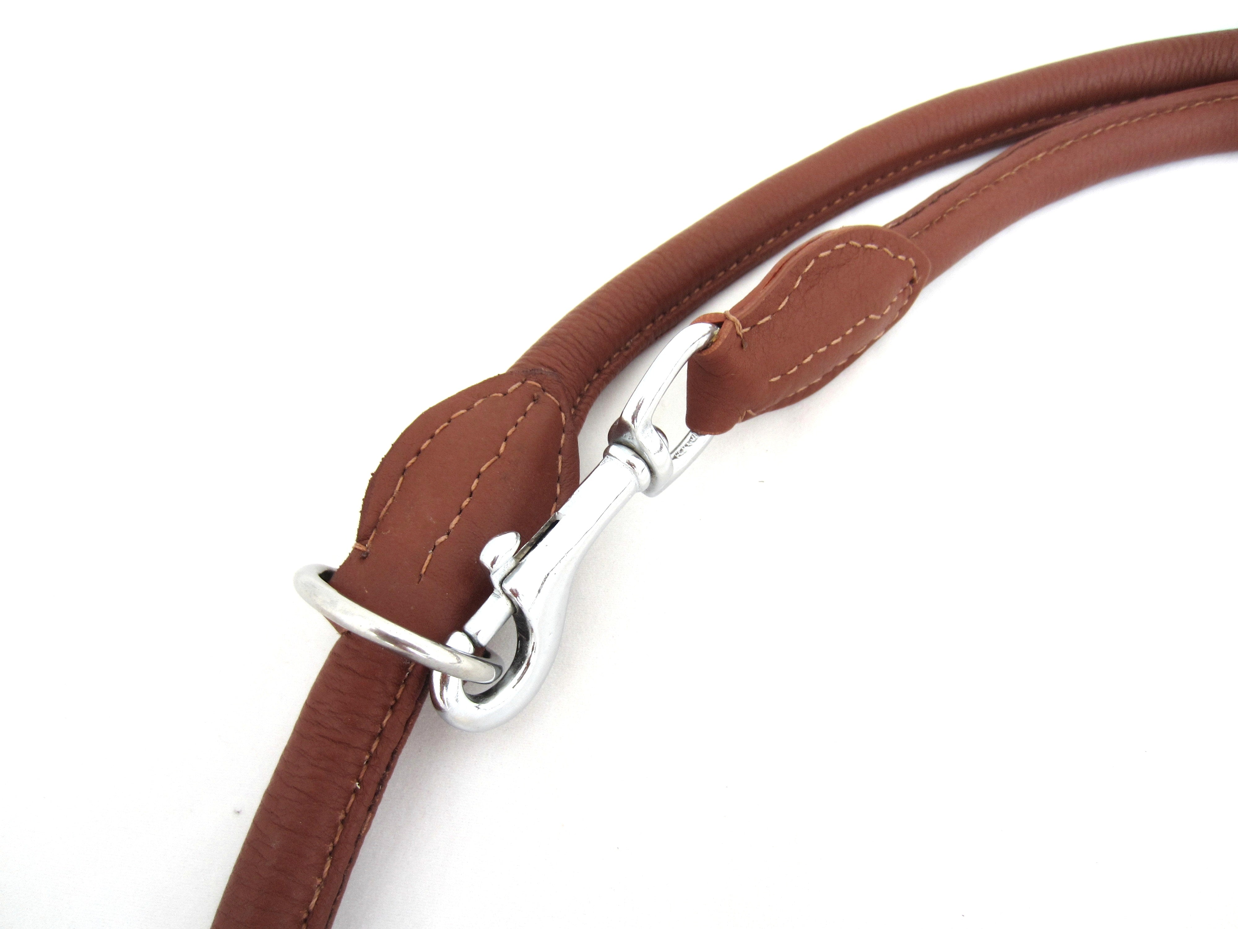 Leather dog leash "Vario Round" round stitched, 3-way adjustable made of soft nappa leather