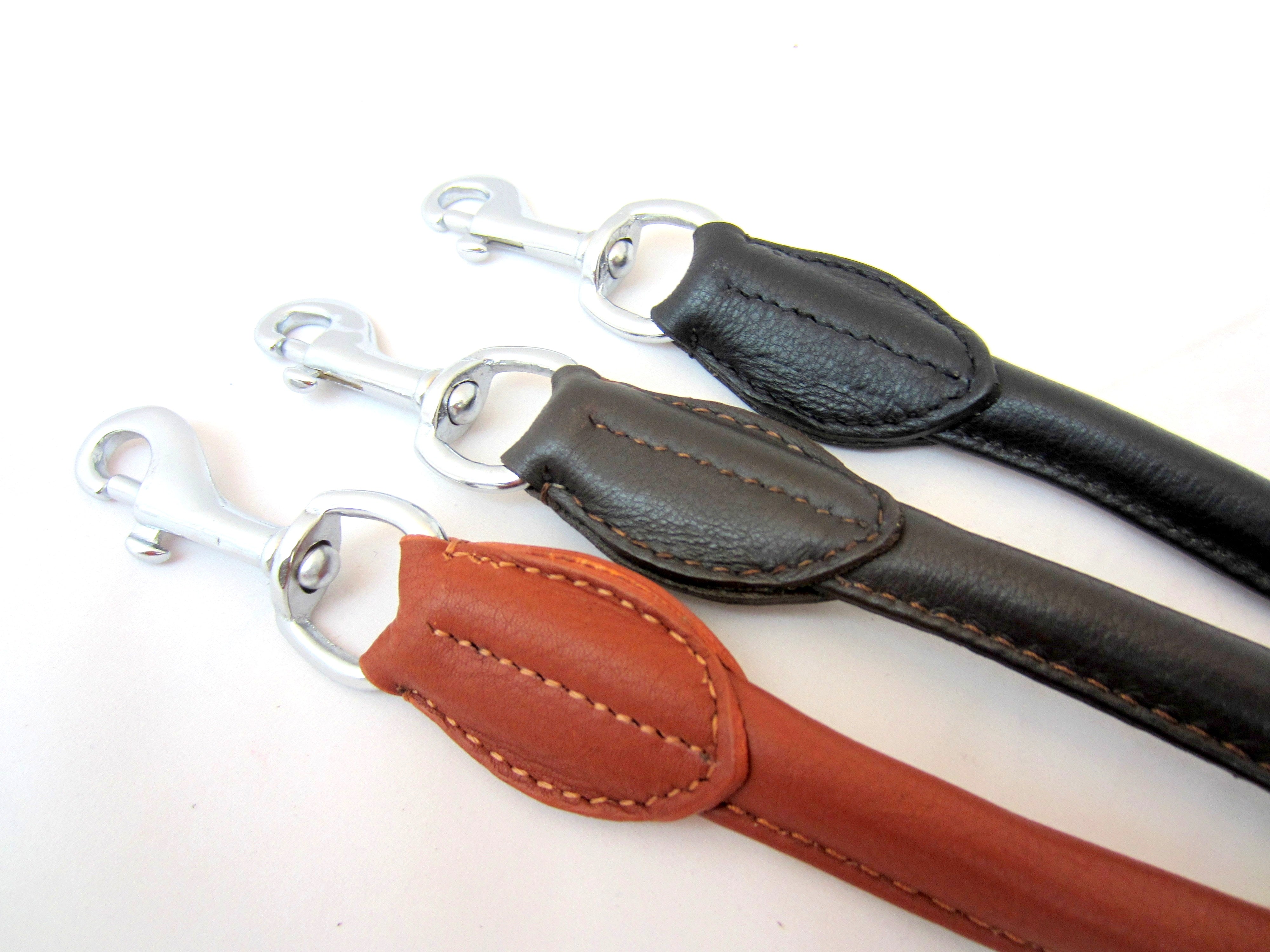 Leather dog leash "Vario Round" round stitched, 3-way adjustable made of soft nappa leather