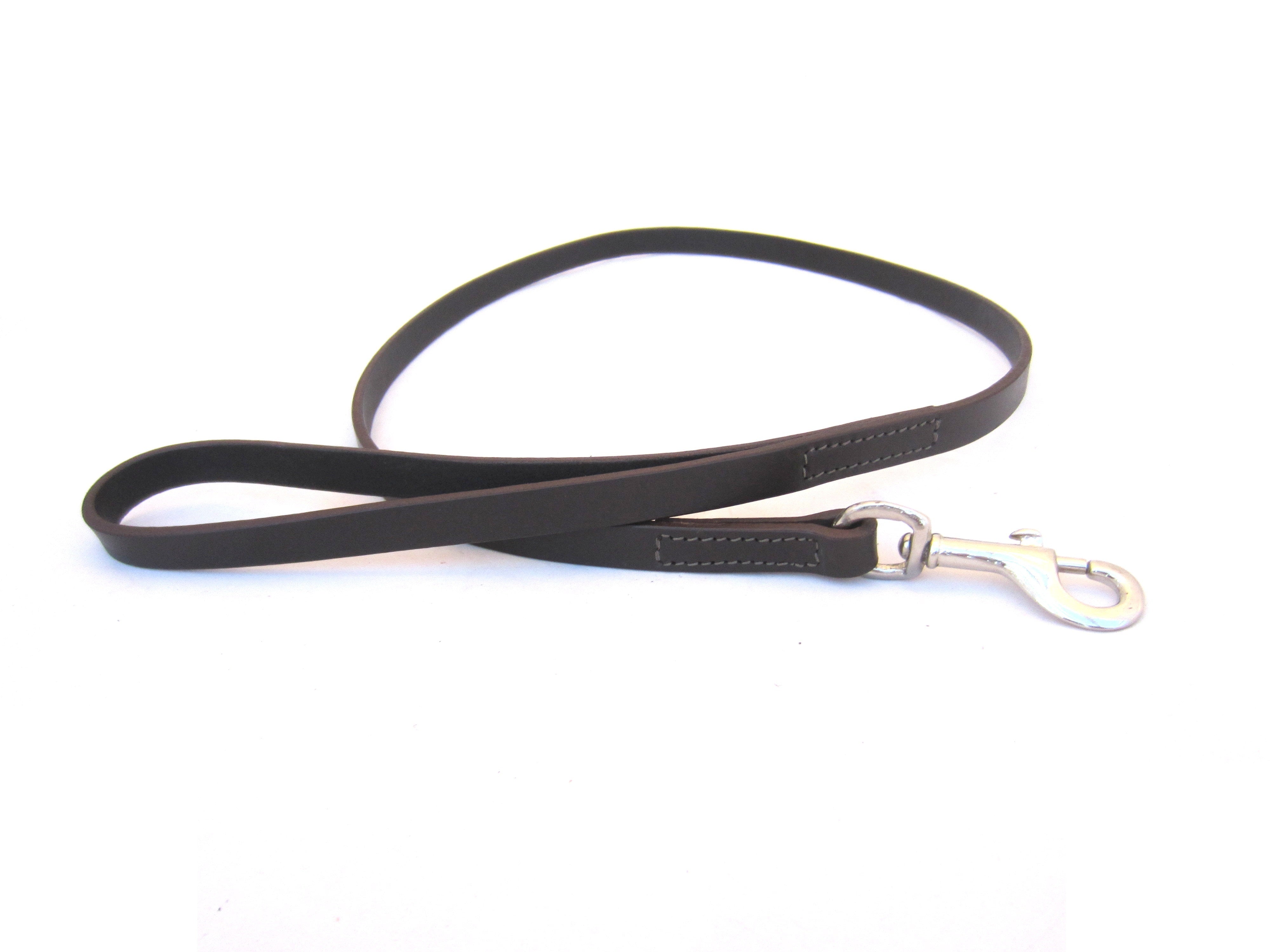 Short flat leather dog leash "Short Flat" 110 cm length
