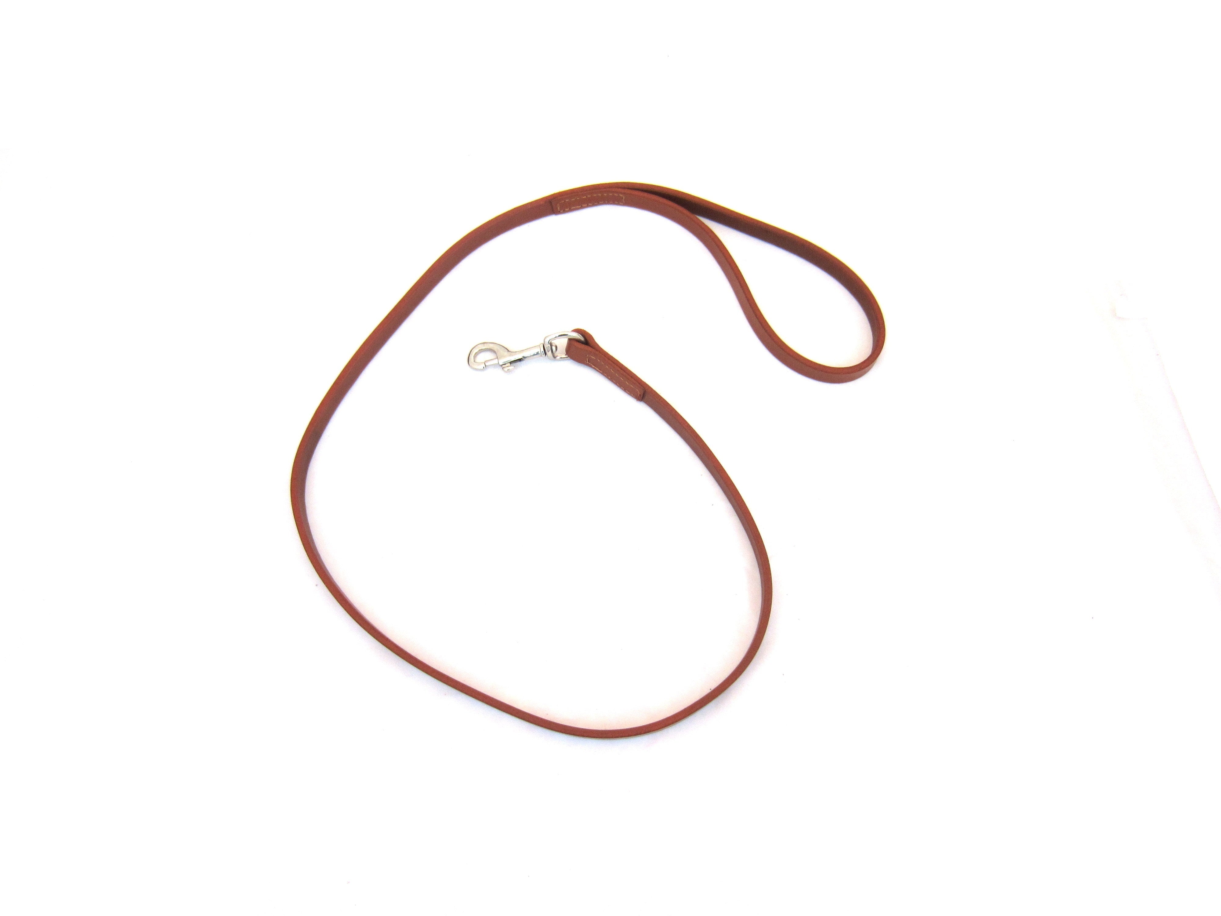 Short flat leather dog leash "Short Flat" 110 cm length