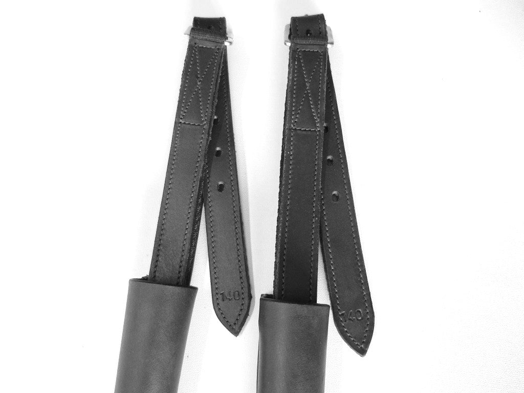 Pair of English stirrup leathers with 2.5 cm width - color - black / dark brown