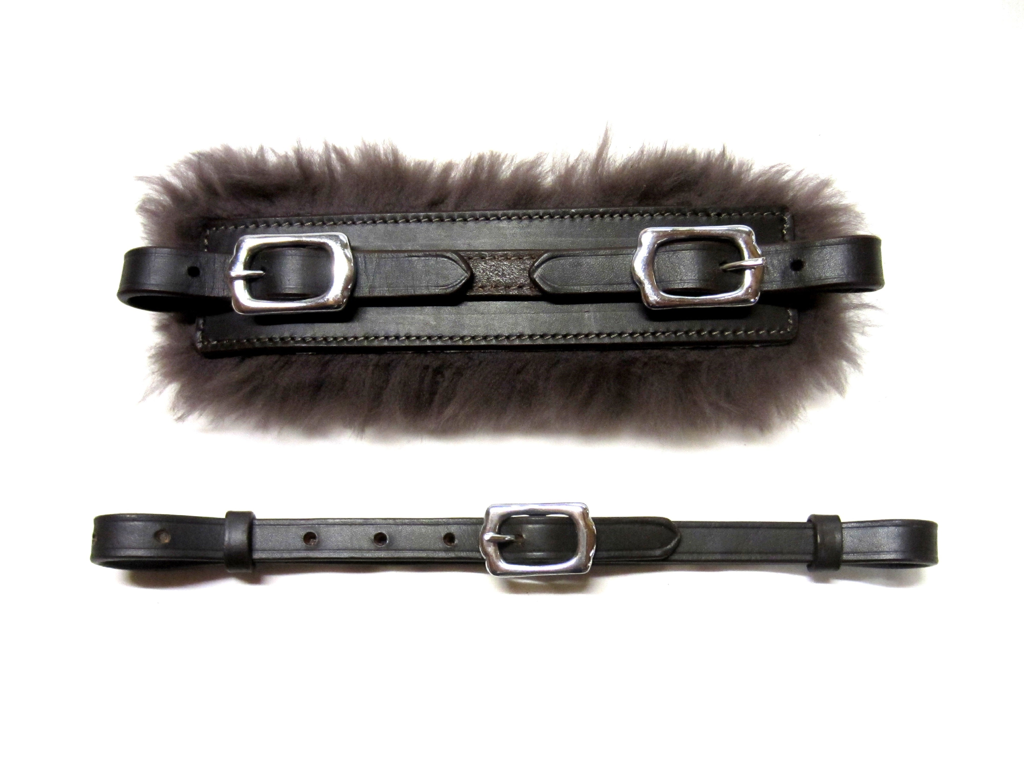 Real sheepskin padded noseband plus chin strap in a set